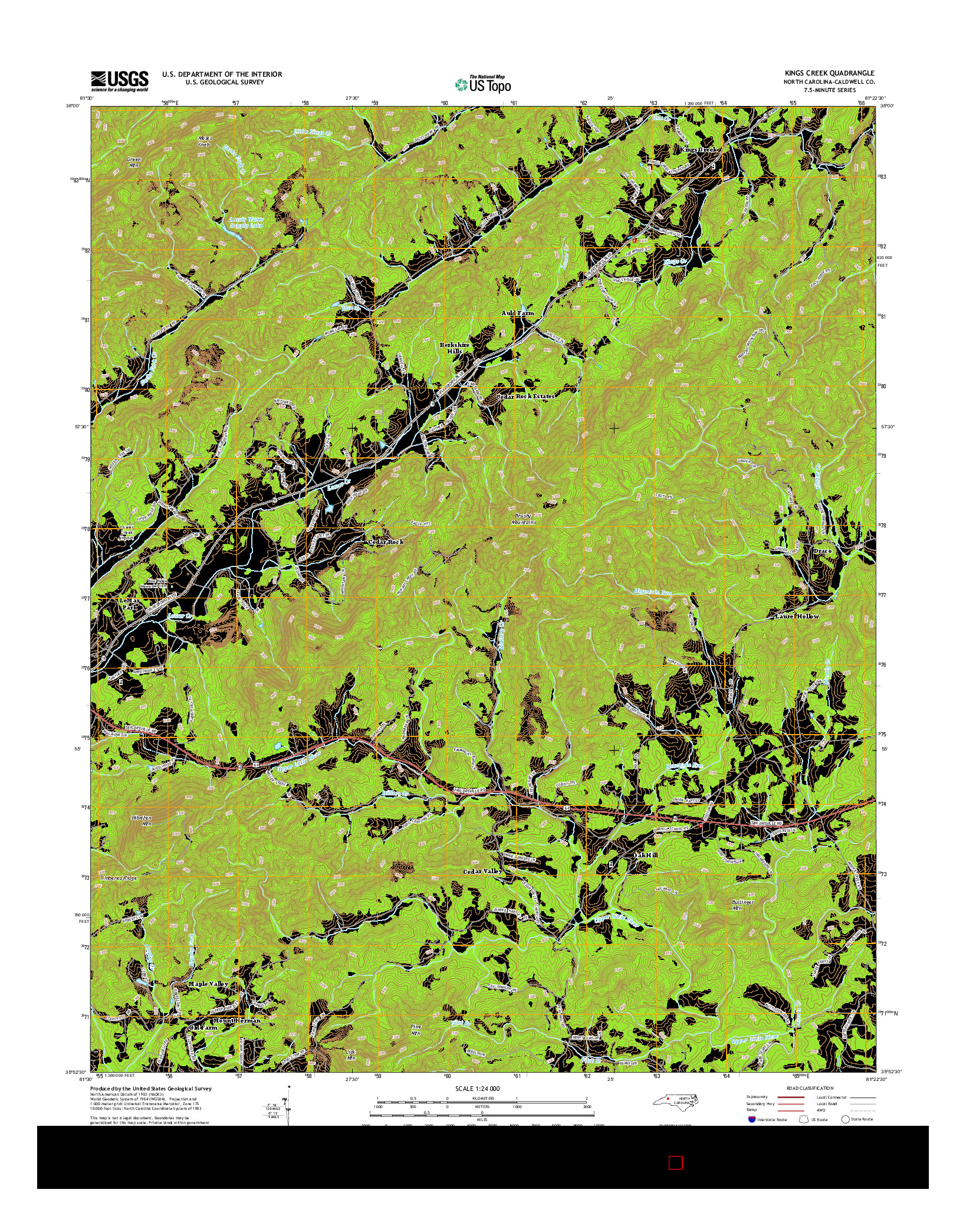 USGS US TOPO 7.5-MINUTE MAP FOR KINGS CREEK, NC 2014