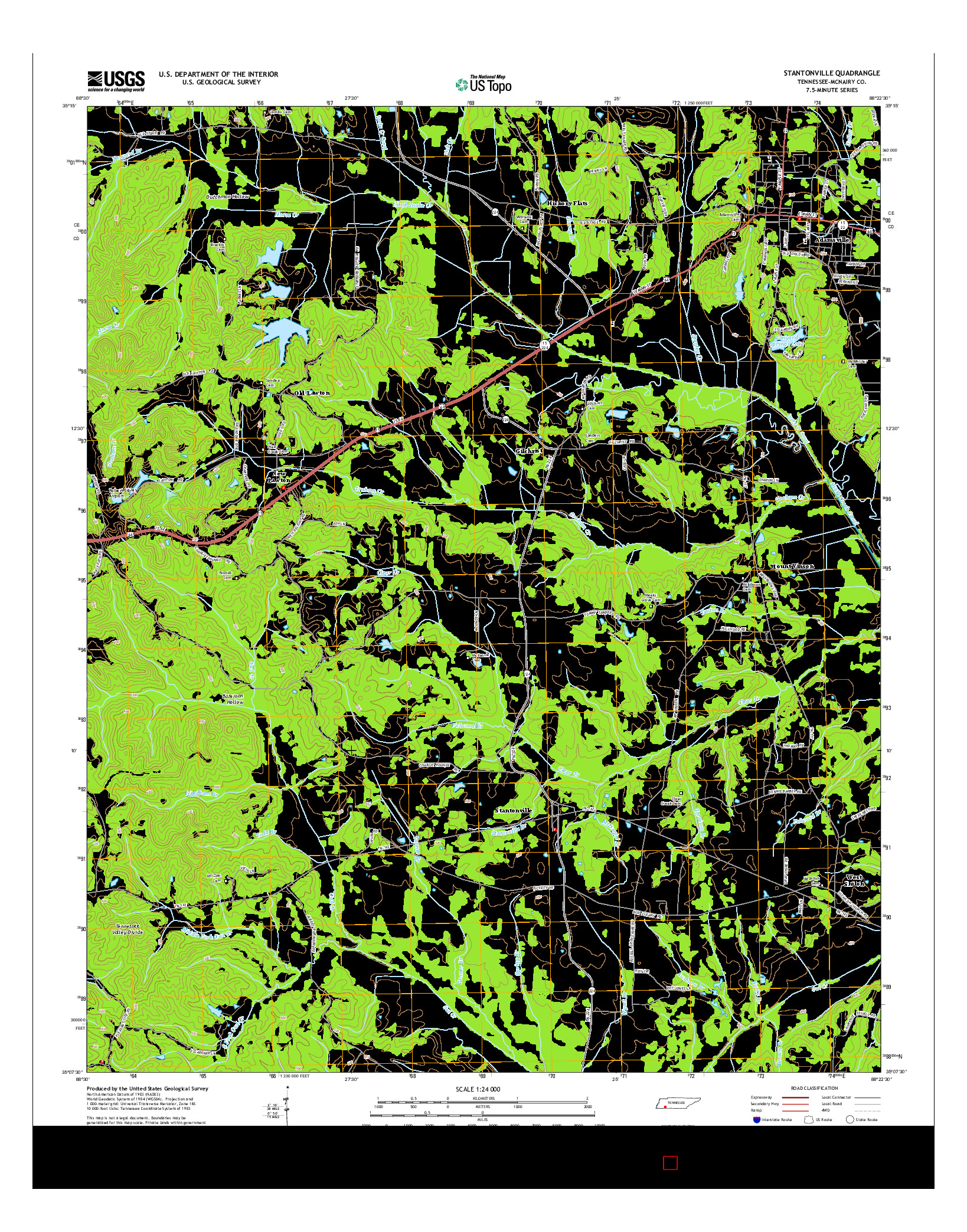 USGS US TOPO 7.5-MINUTE MAP FOR STANTONVILLE, TN 2014