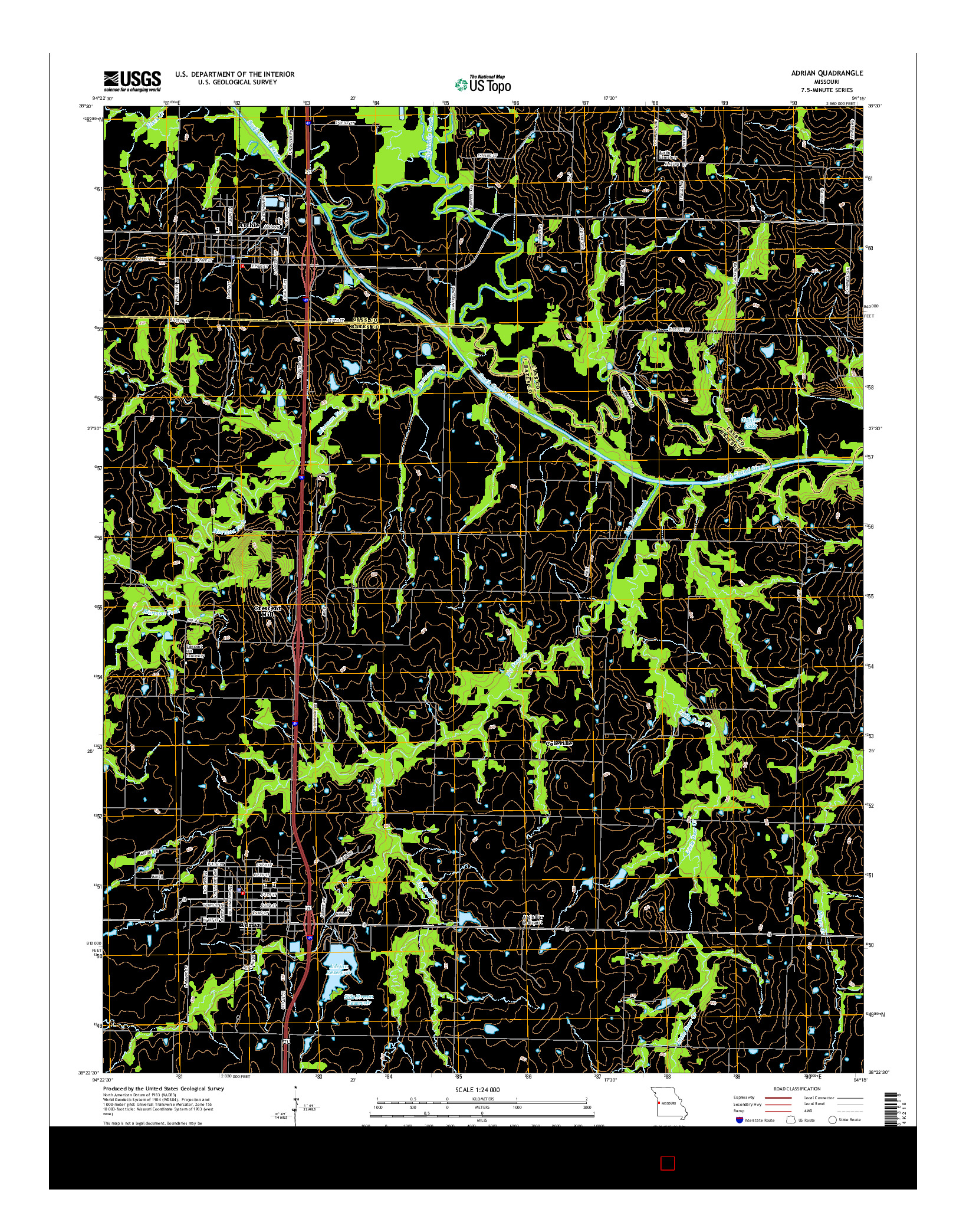 USGS US TOPO 7.5-MINUTE MAP FOR ADRIAN, MO 2014