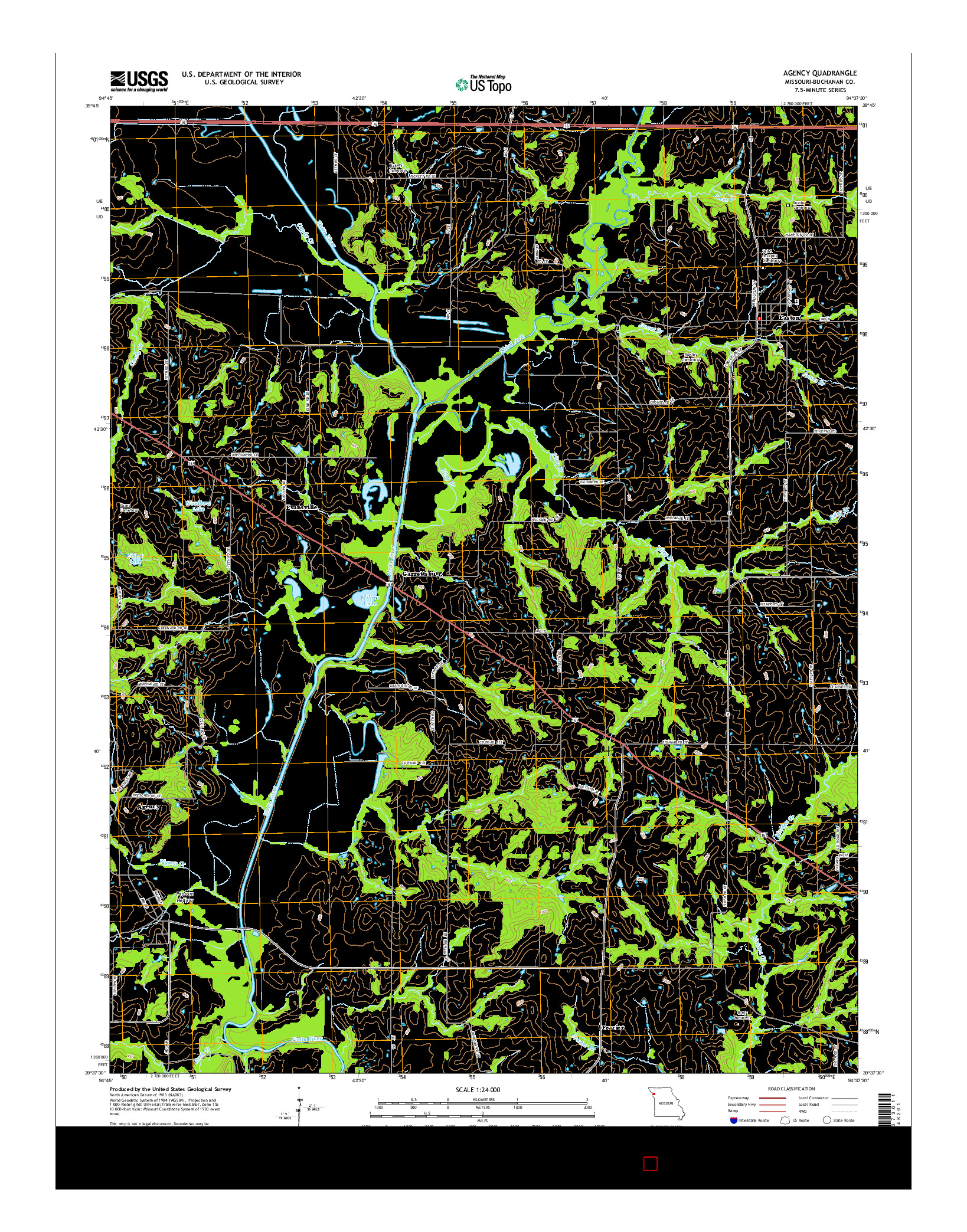 USGS US TOPO 7.5-MINUTE MAP FOR AGENCY, MO 2014