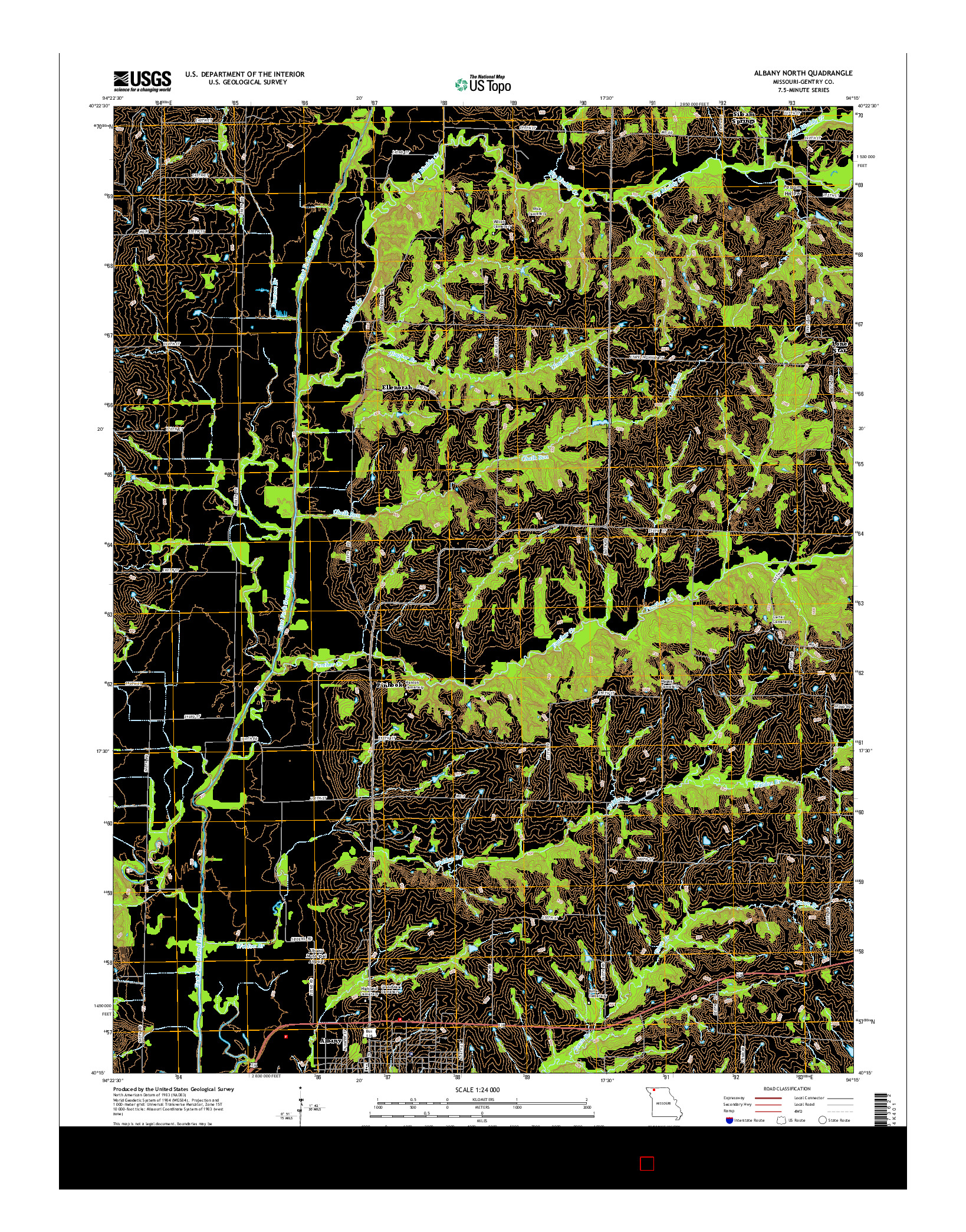 USGS US TOPO 7.5-MINUTE MAP FOR ALBANY NORTH, MO 2014