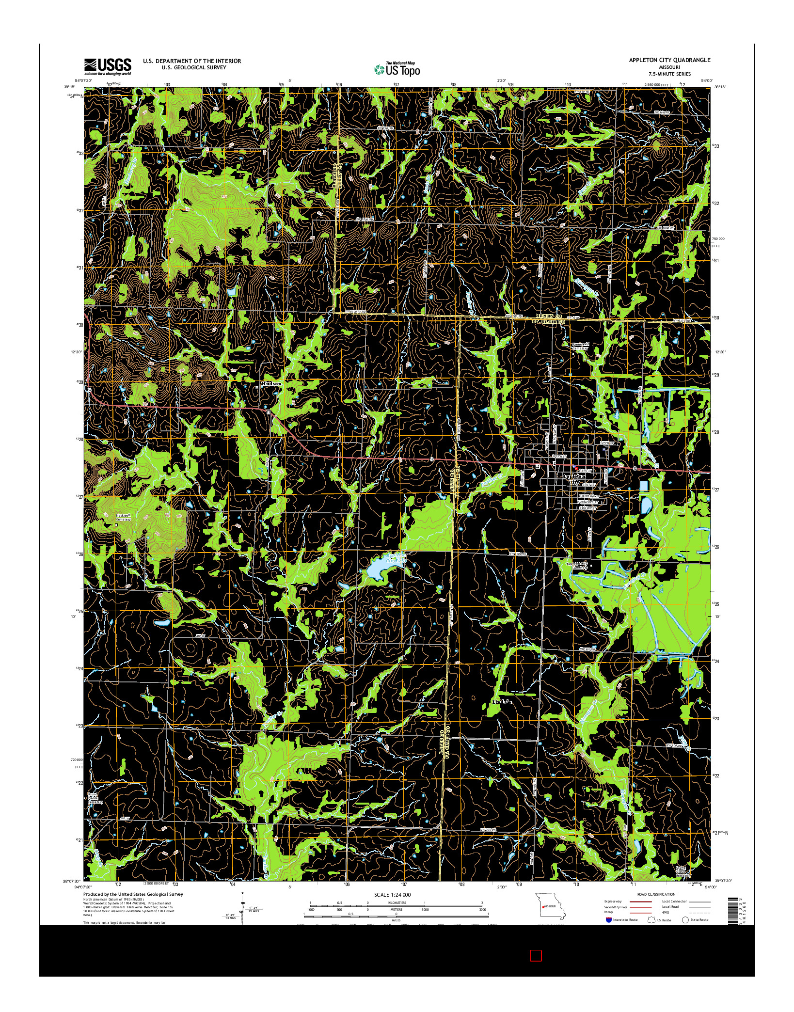 USGS US TOPO 7.5-MINUTE MAP FOR APPLETON CITY, MO 2014