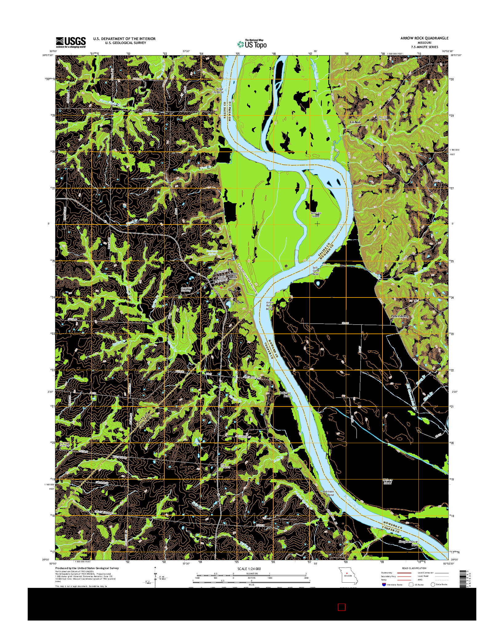 USGS US TOPO 7.5-MINUTE MAP FOR ARROW ROCK, MO 2014