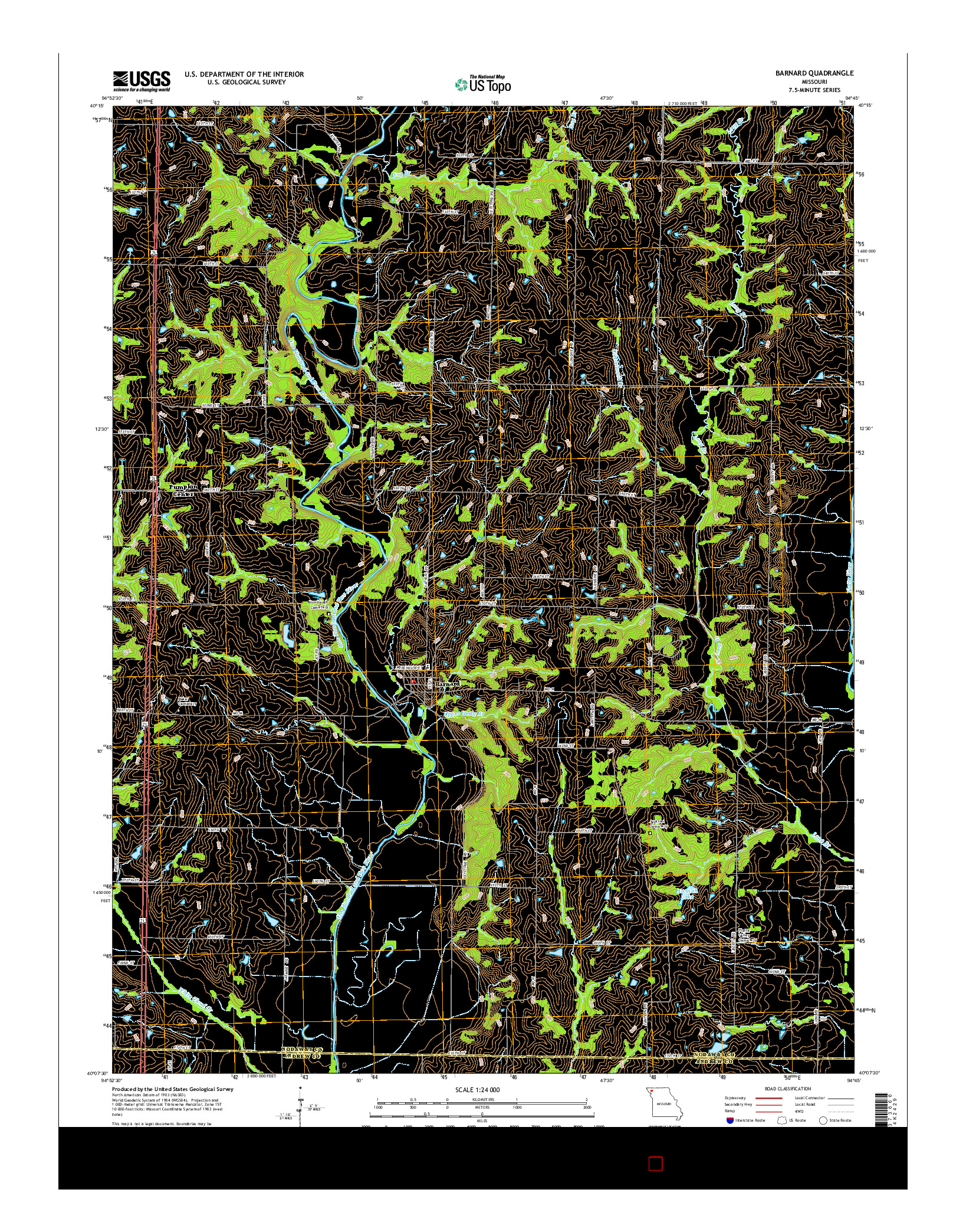 USGS US TOPO 7.5-MINUTE MAP FOR BARNARD, MO 2014