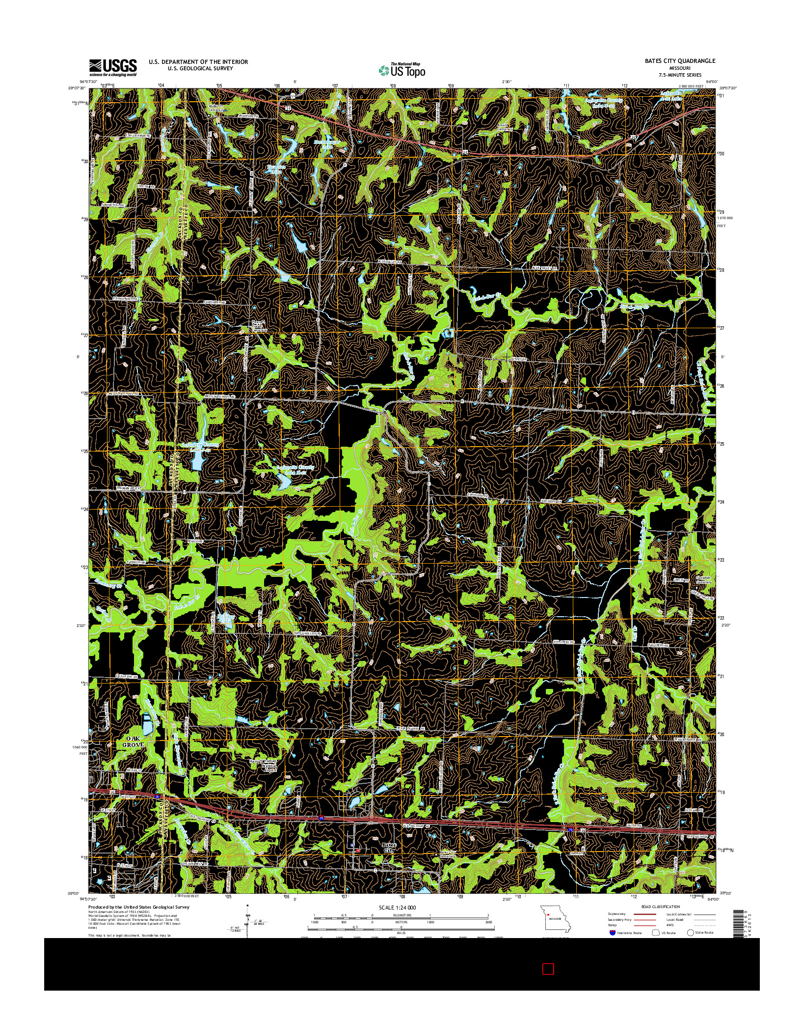 USGS US TOPO 7.5-MINUTE MAP FOR BATES CITY, MO 2014