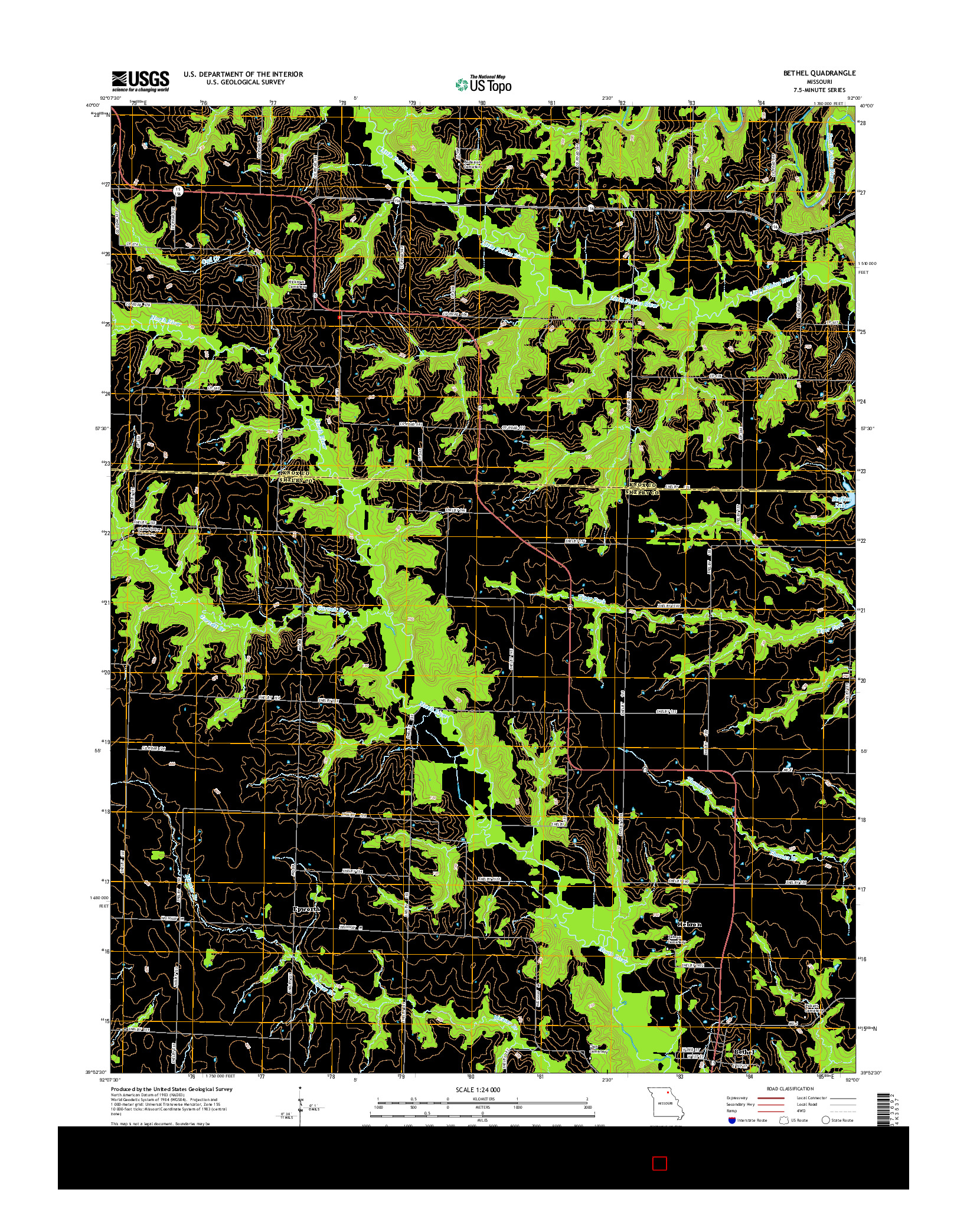 USGS US TOPO 7.5-MINUTE MAP FOR BETHEL, MO 2014