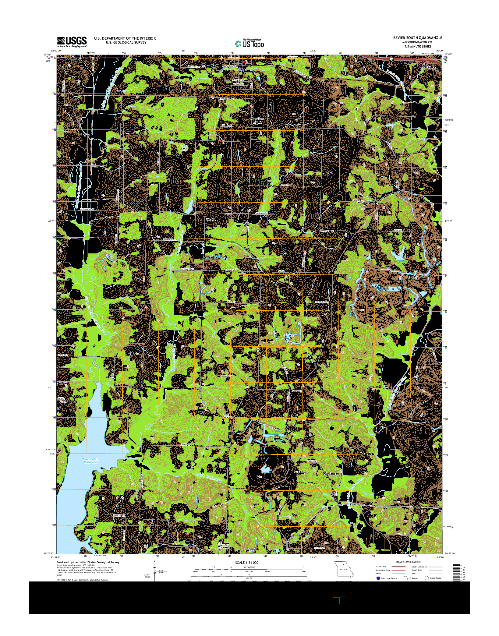 USGS US TOPO 7.5-MINUTE MAP FOR BEVIER SOUTH, MO 2014