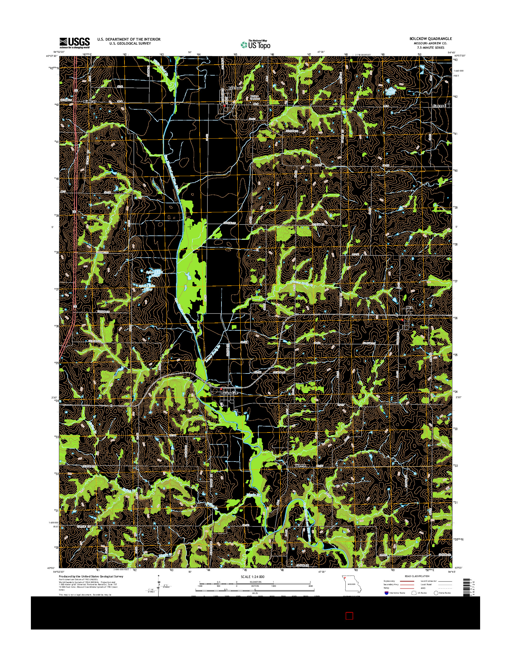 USGS US TOPO 7.5-MINUTE MAP FOR BOLCKOW, MO 2014