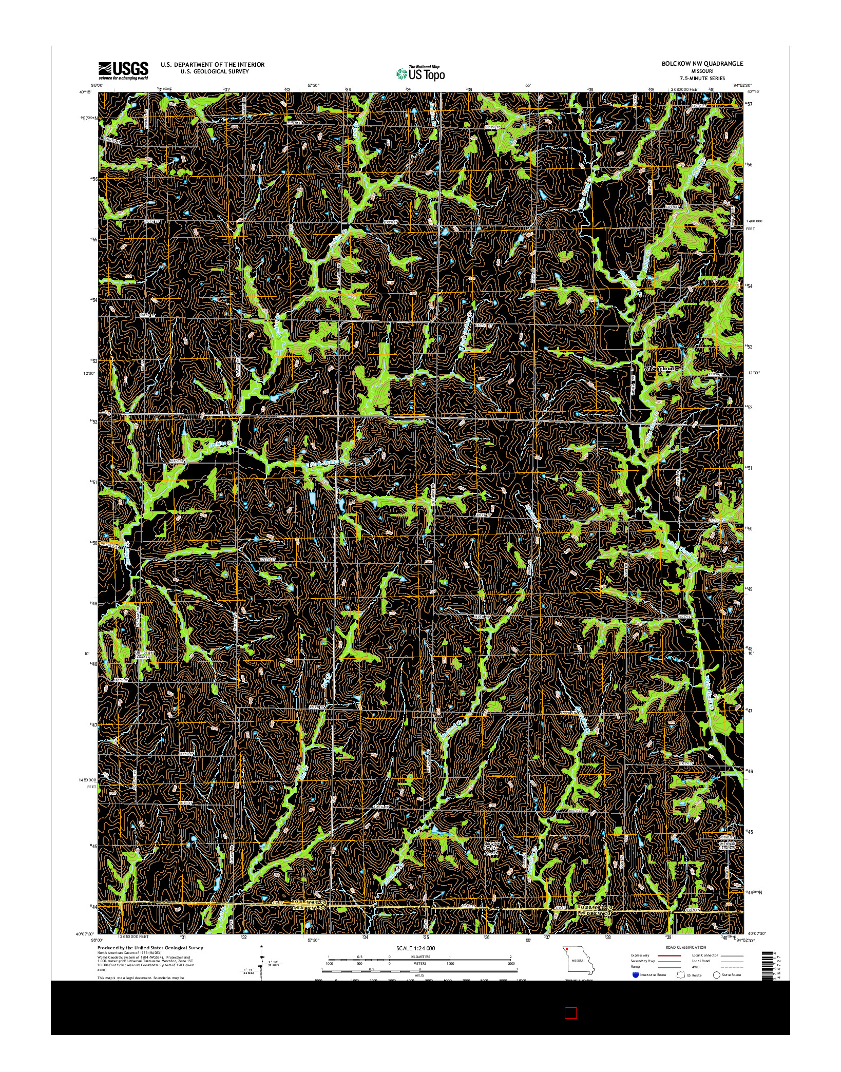 USGS US TOPO 7.5-MINUTE MAP FOR BOLCKOW NW, MO 2014