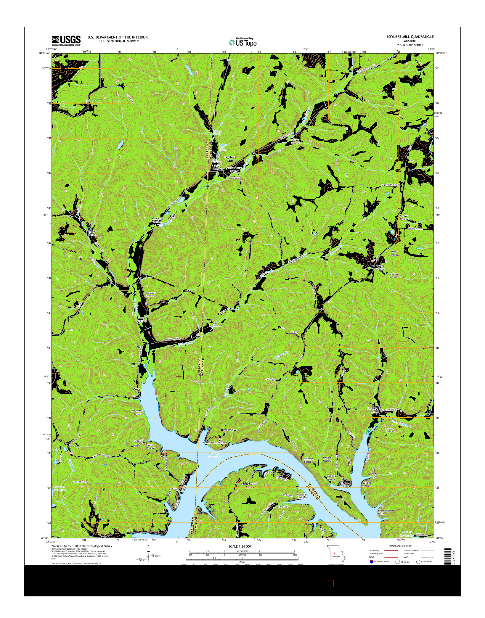 USGS US TOPO 7.5-MINUTE MAP FOR BOYLERS MILL, MO 2014