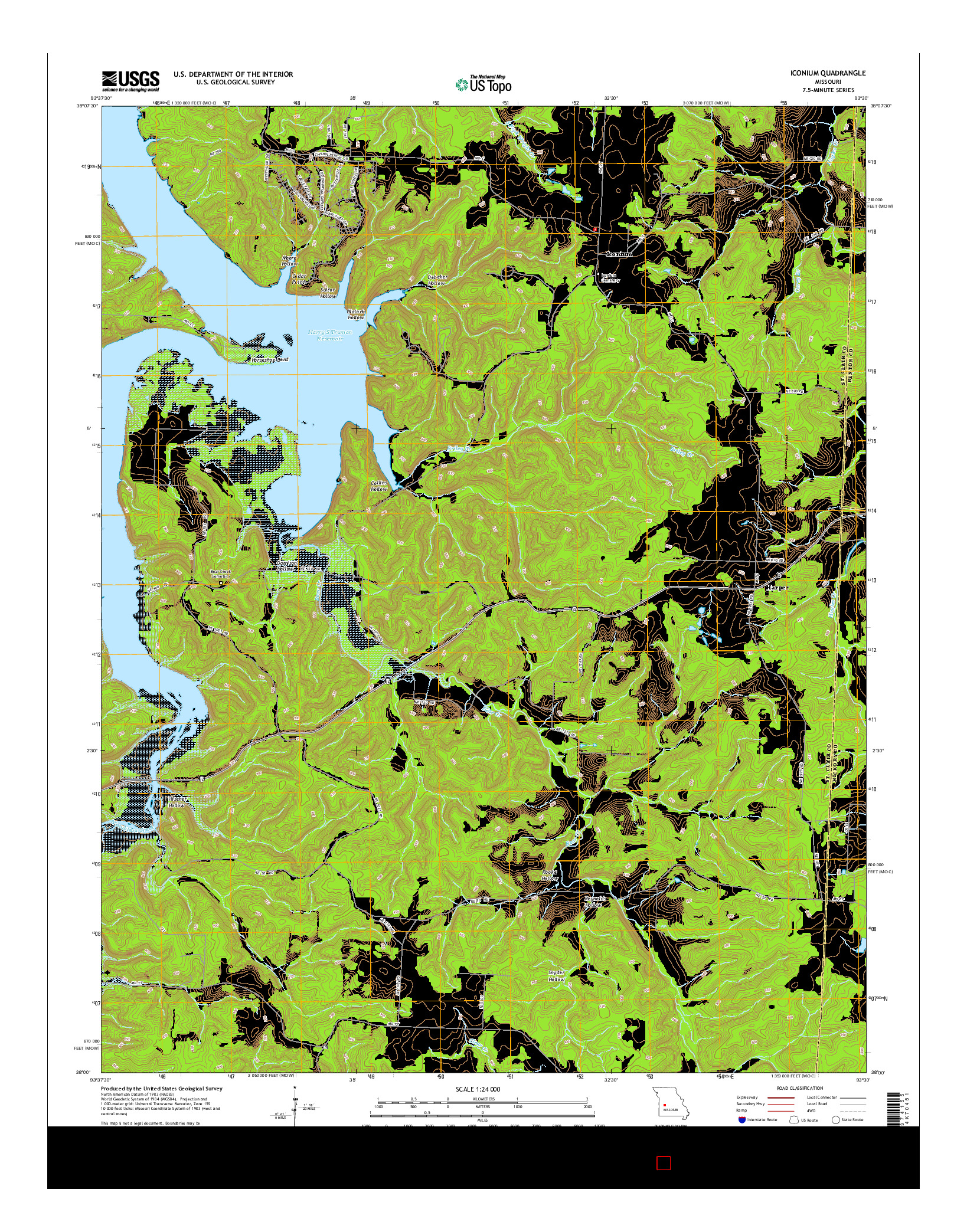 USGS US TOPO 7.5-MINUTE MAP FOR ICONIUM, MO 2014