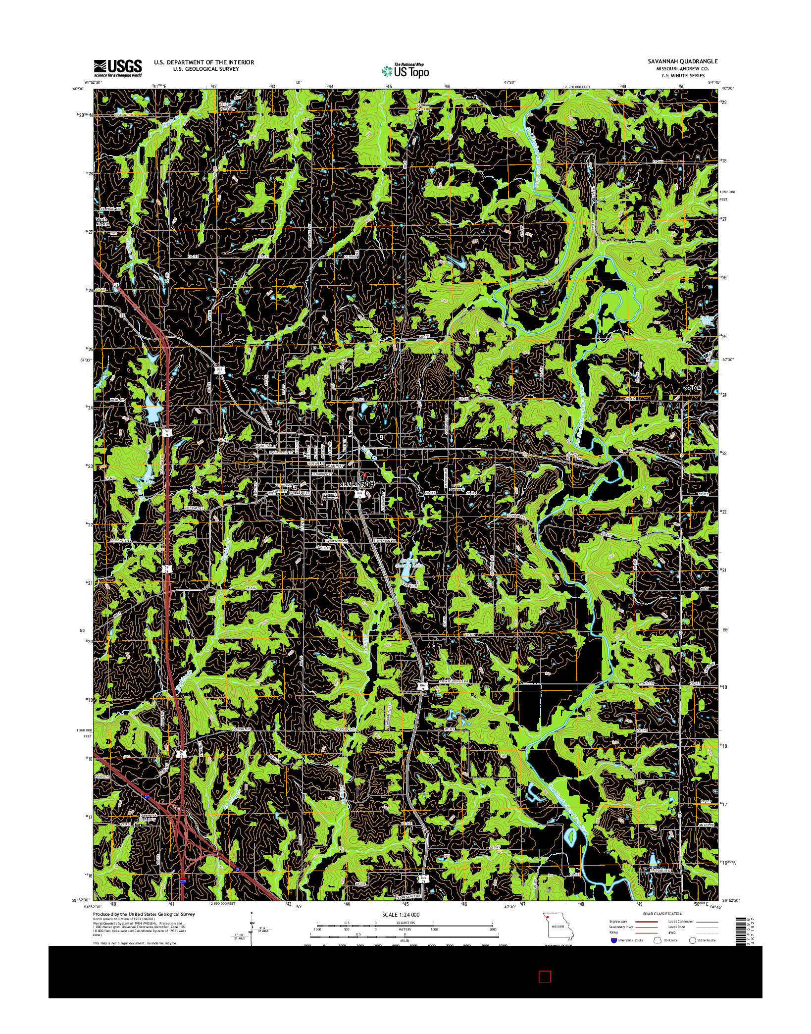 USGS US TOPO 7.5-MINUTE MAP FOR SAVANNAH, MO 2014