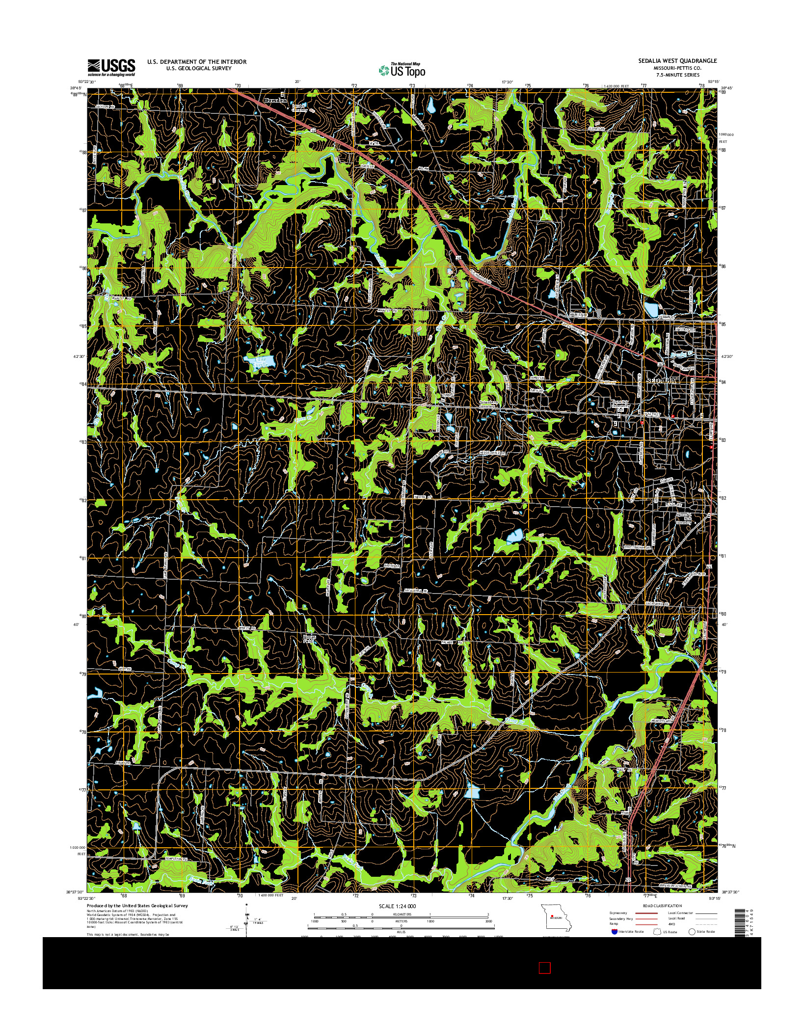 USGS US TOPO 7.5-MINUTE MAP FOR SEDALIA WEST, MO 2014
