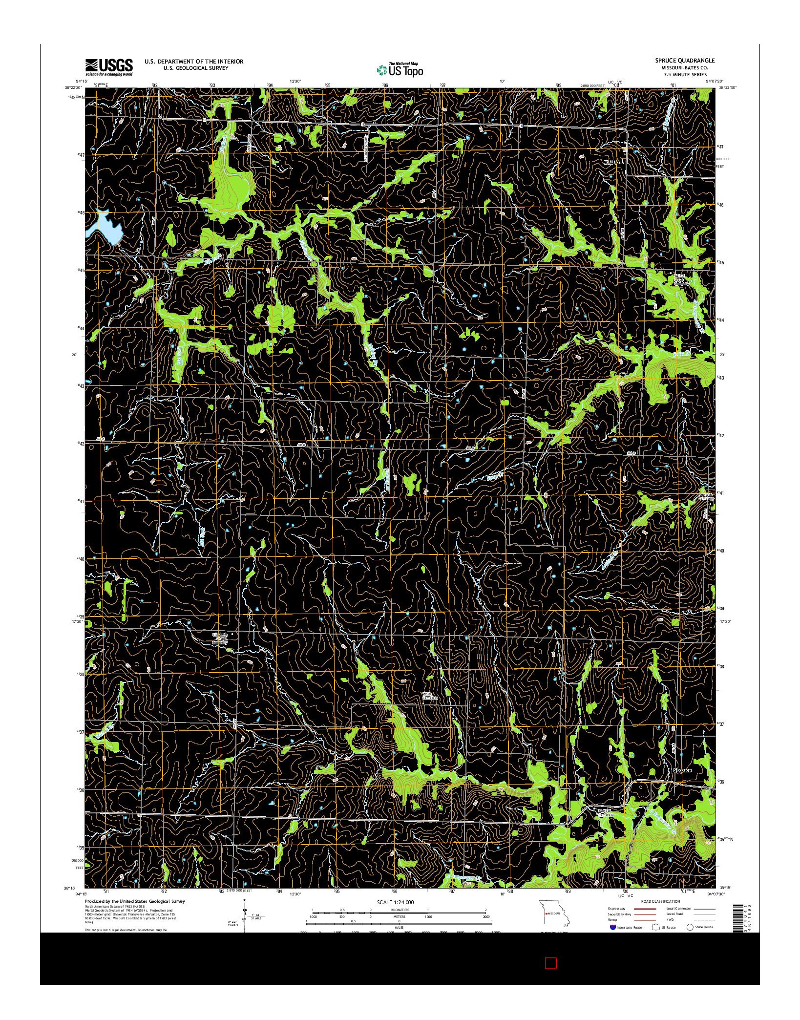 USGS US TOPO 7.5-MINUTE MAP FOR SPRUCE, MO 2014