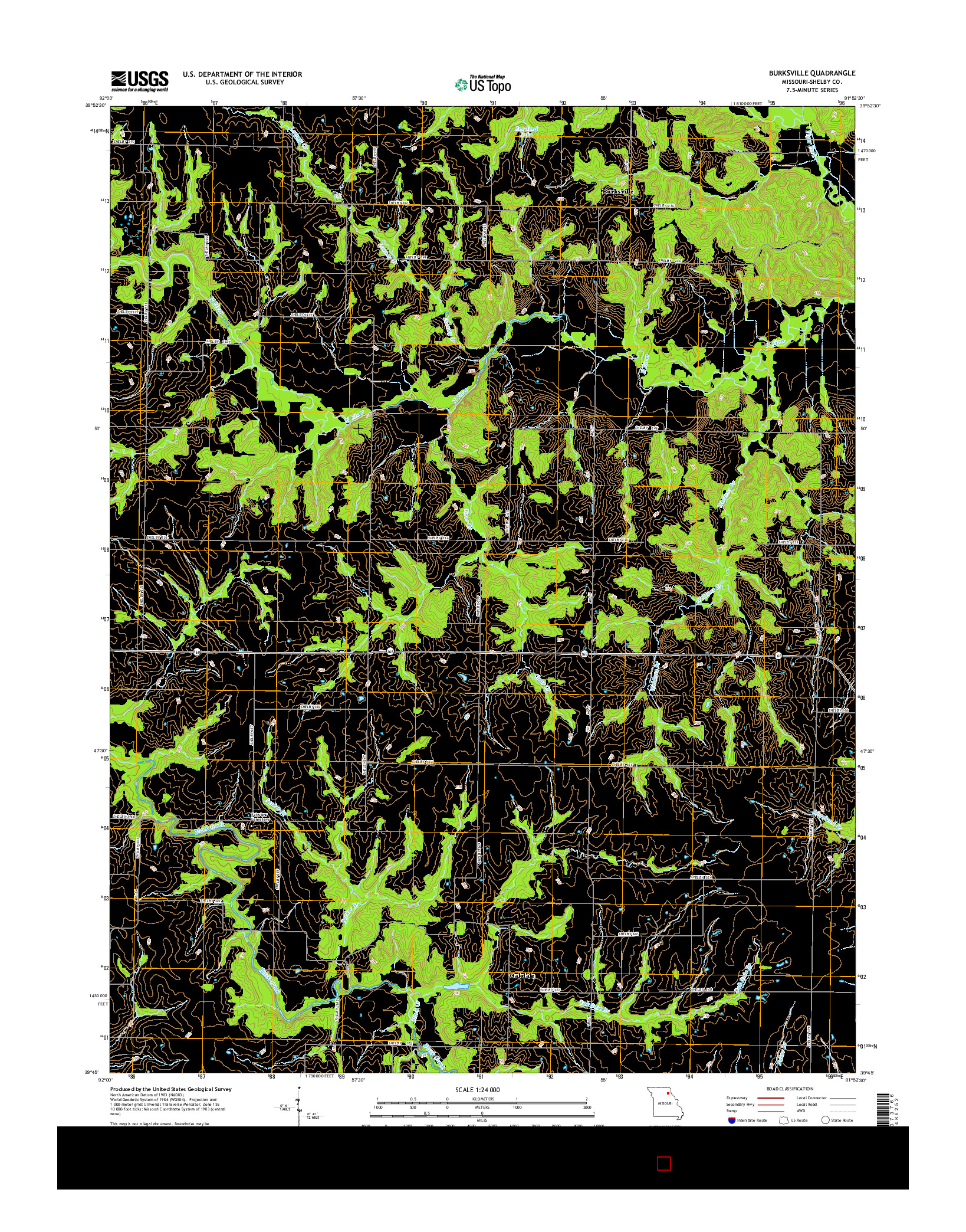 USGS US TOPO 7.5-MINUTE MAP FOR BURKSVILLE, MO 2014