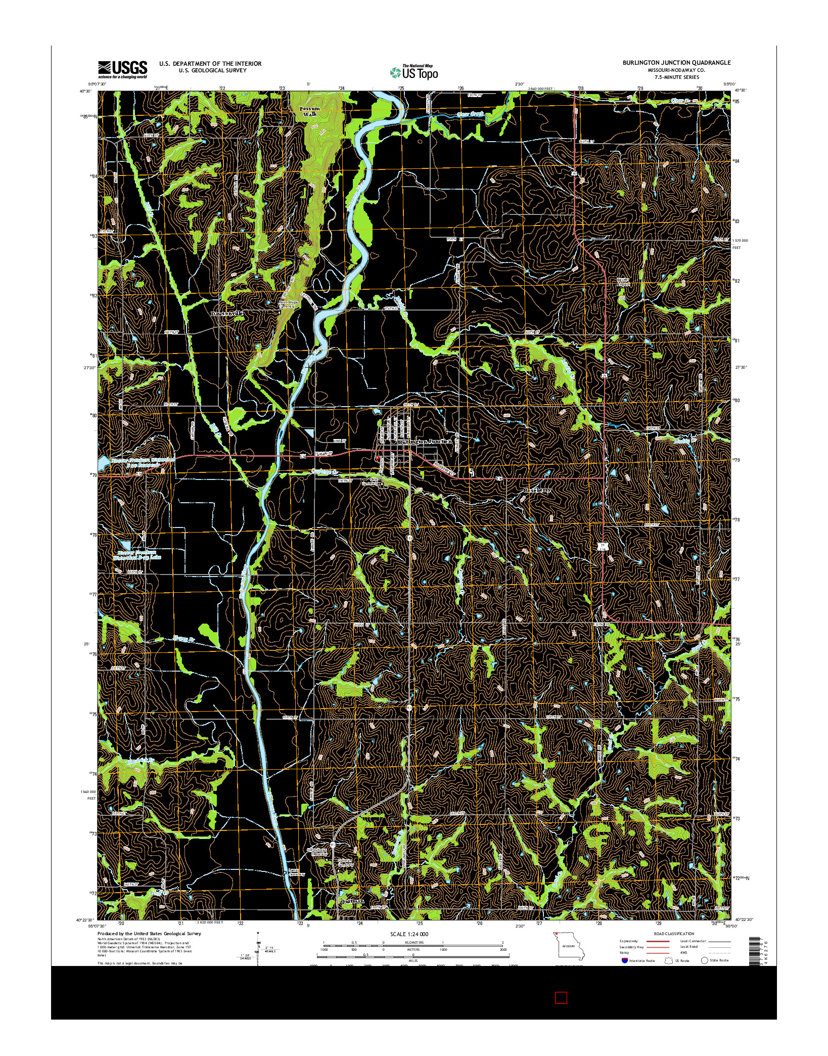 USGS US TOPO 7.5-MINUTE MAP FOR BURLINGTON JUNCTION, MO 2014