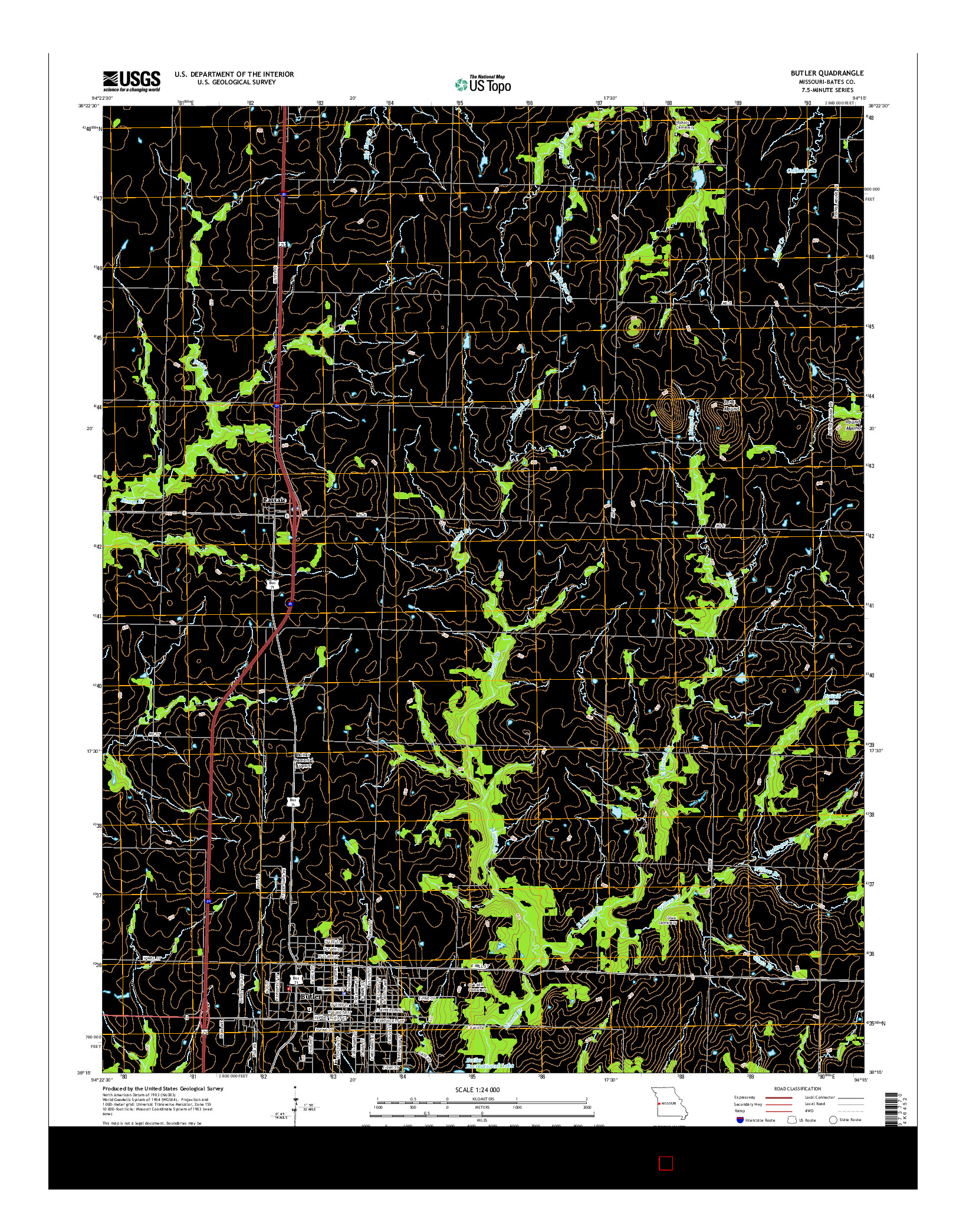 USGS US TOPO 7.5-MINUTE MAP FOR BUTLER, MO 2014