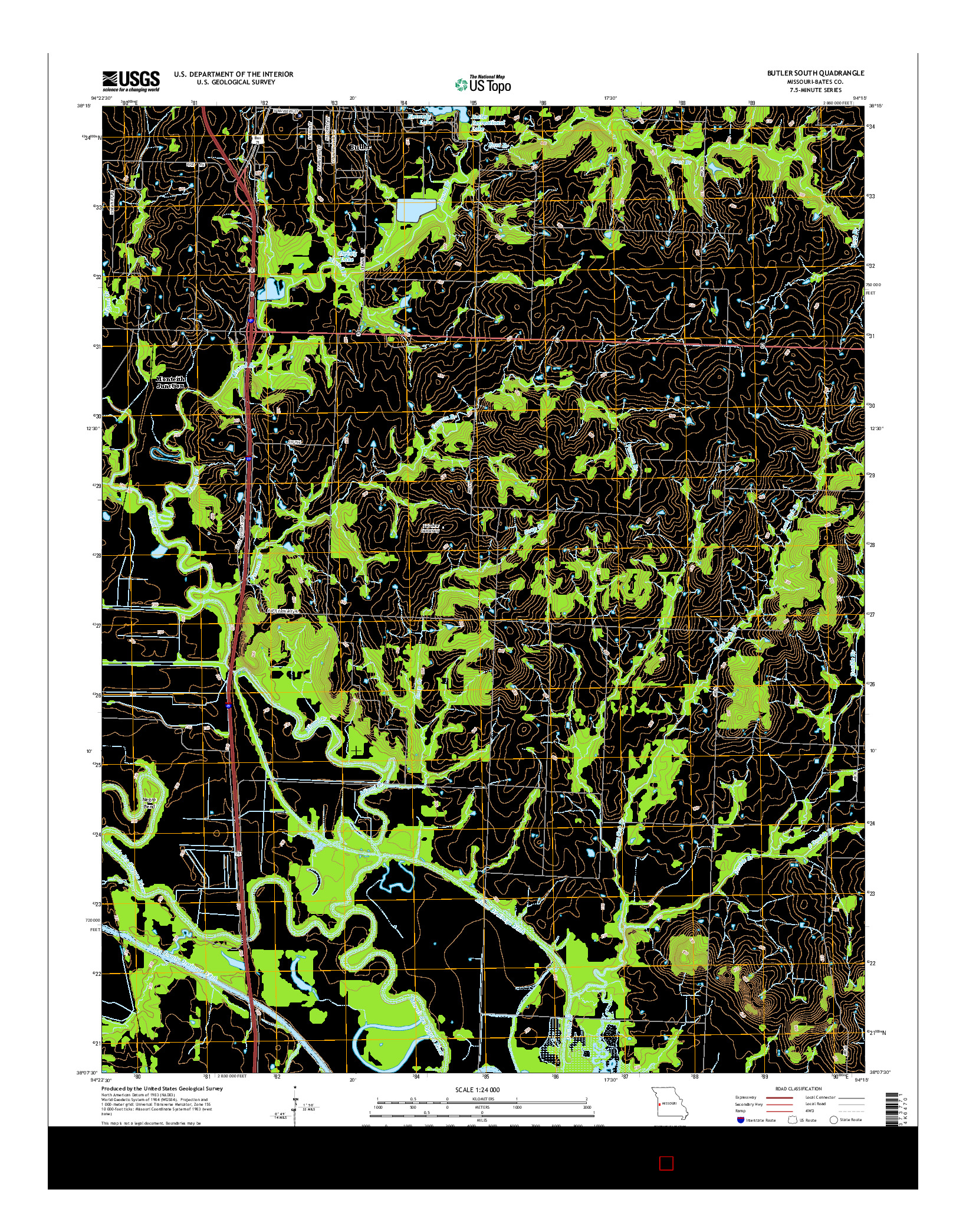 USGS US TOPO 7.5-MINUTE MAP FOR BUTLER SOUTH, MO 2014