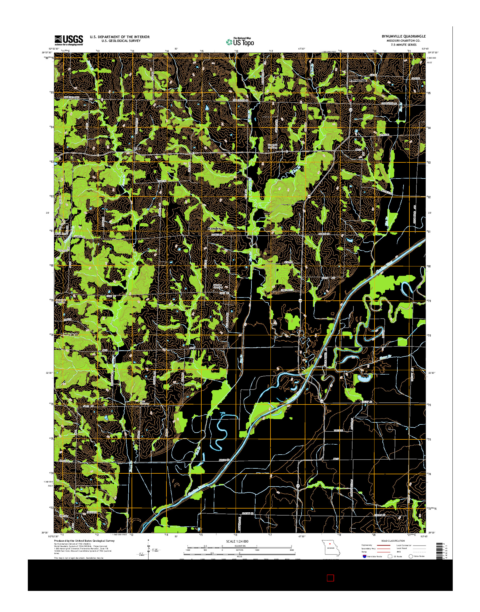 USGS US TOPO 7.5-MINUTE MAP FOR BYNUMVILLE, MO 2014