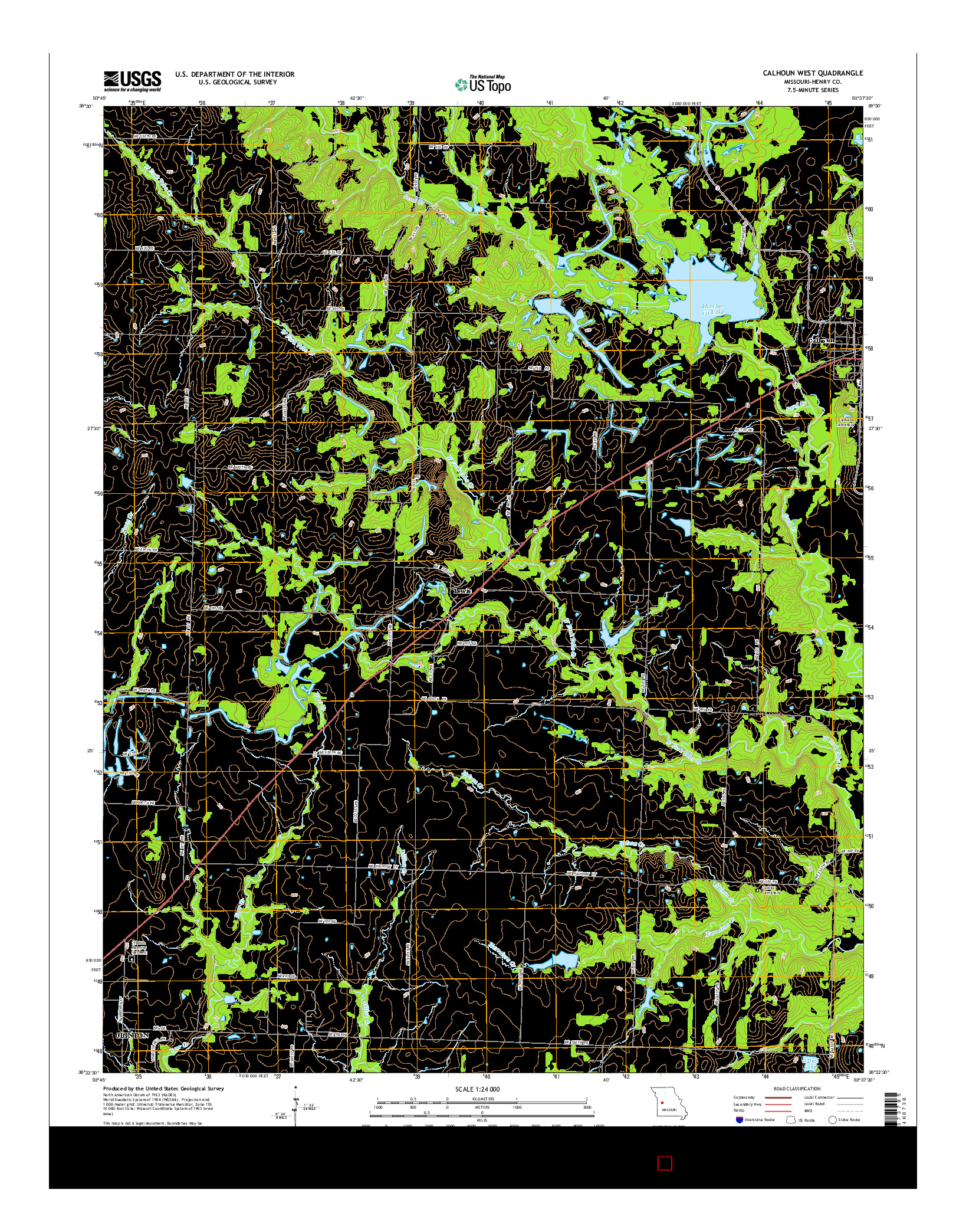 USGS US TOPO 7.5-MINUTE MAP FOR CALHOUN WEST, MO 2014