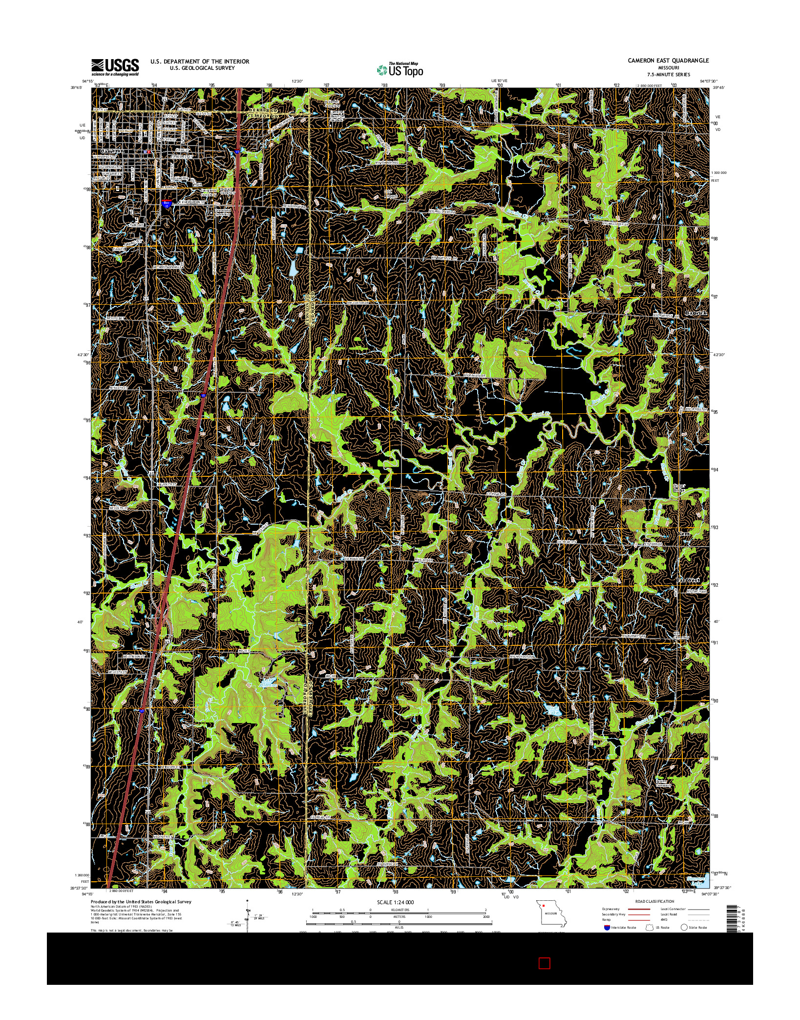 USGS US TOPO 7.5-MINUTE MAP FOR CAMERON EAST, MO 2014