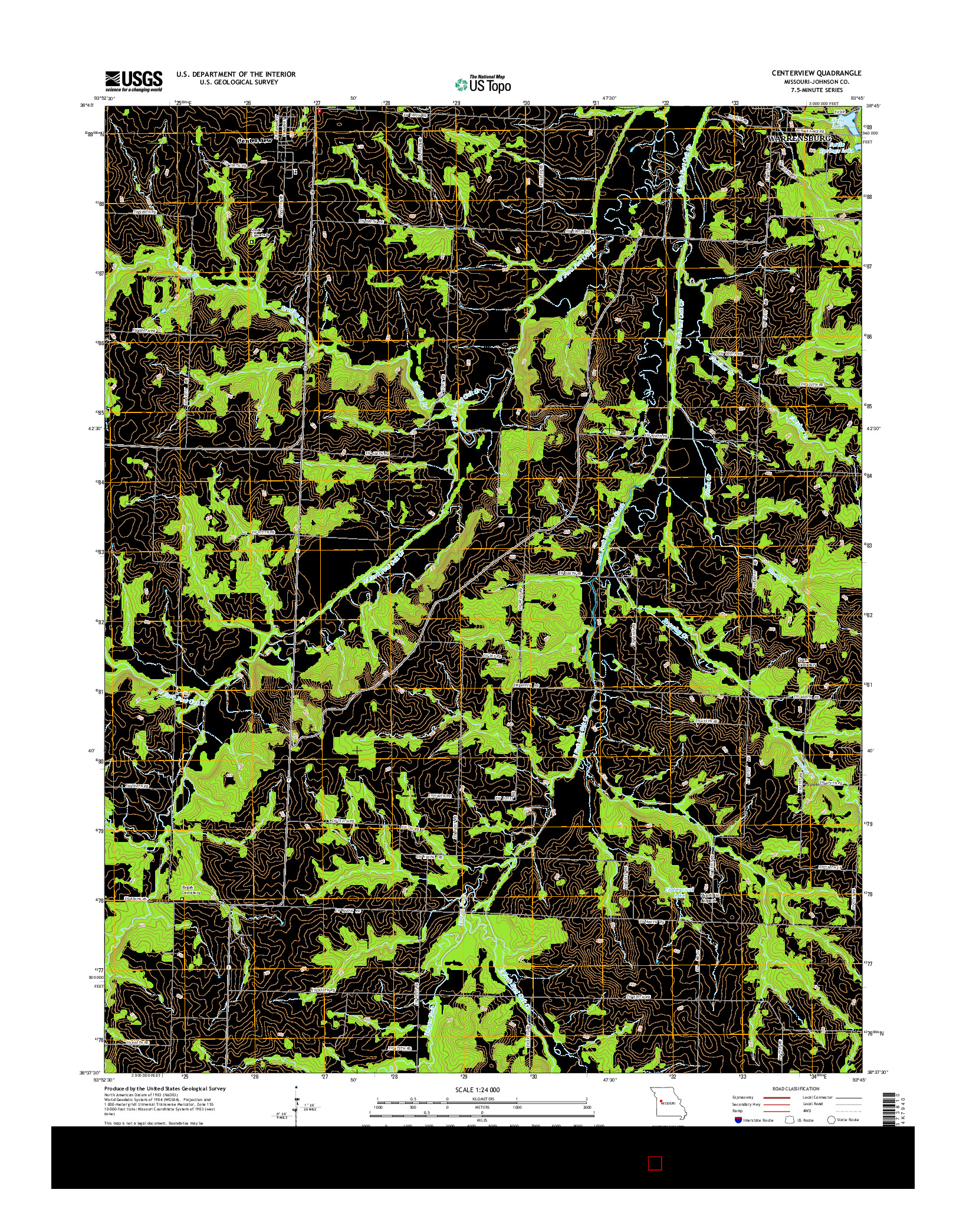 USGS US TOPO 7.5-MINUTE MAP FOR CENTERVIEW, MO 2014