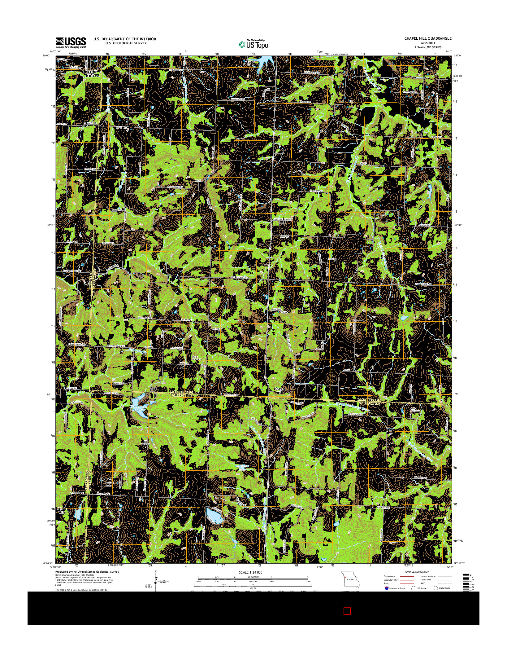 USGS US TOPO 7.5-MINUTE MAP FOR CHAPEL HILL, MO 2014