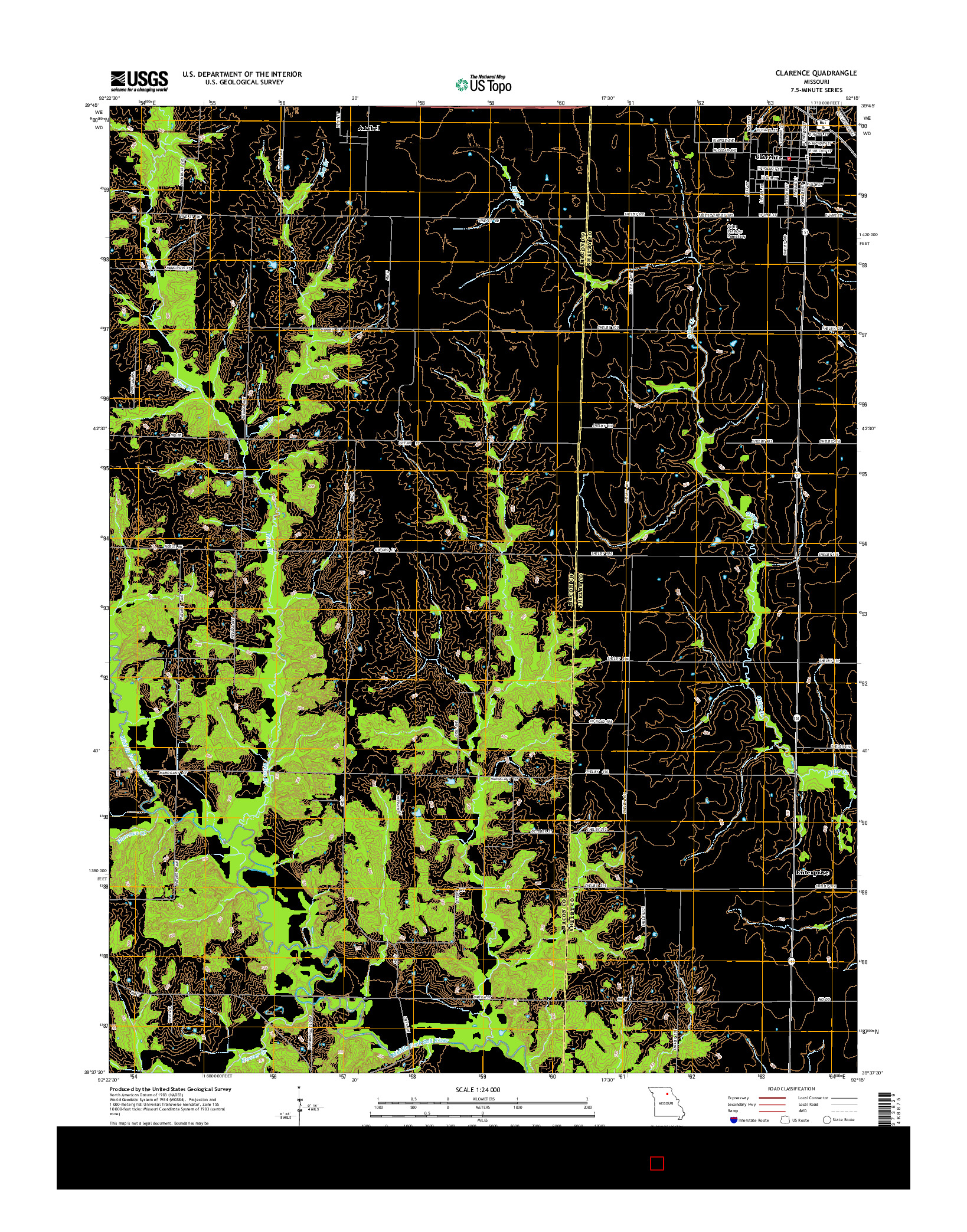 USGS US TOPO 7.5-MINUTE MAP FOR CLARENCE, MO 2014