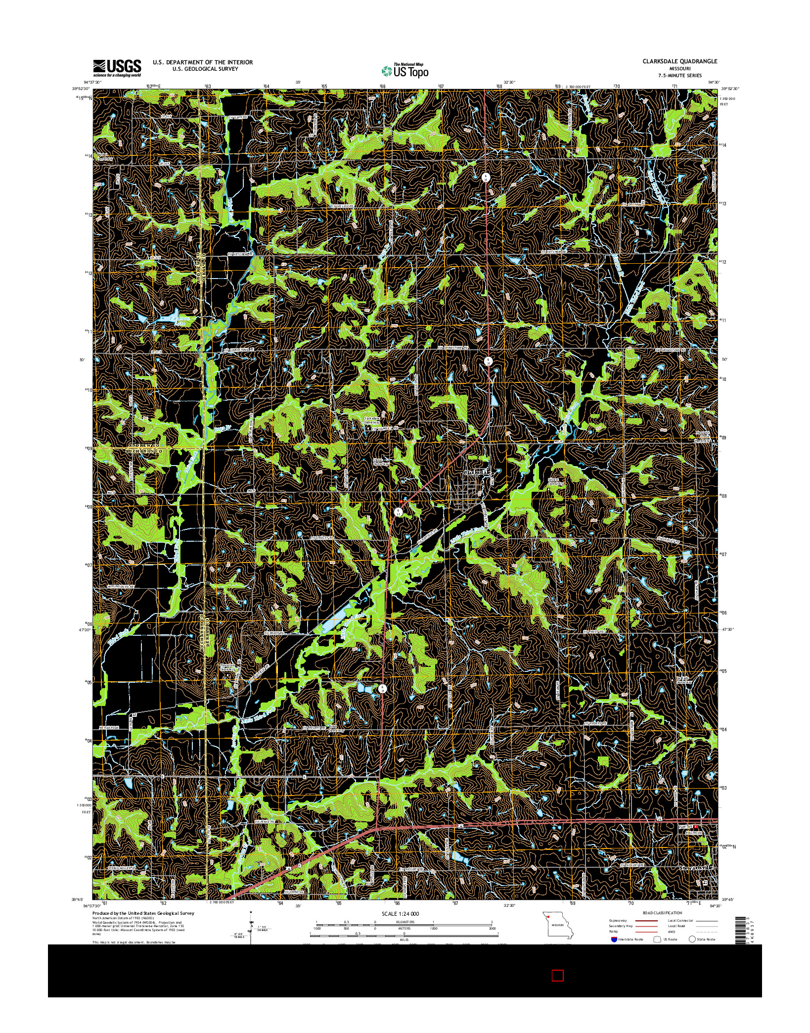 USGS US TOPO 7.5-MINUTE MAP FOR CLARKSDALE, MO 2014