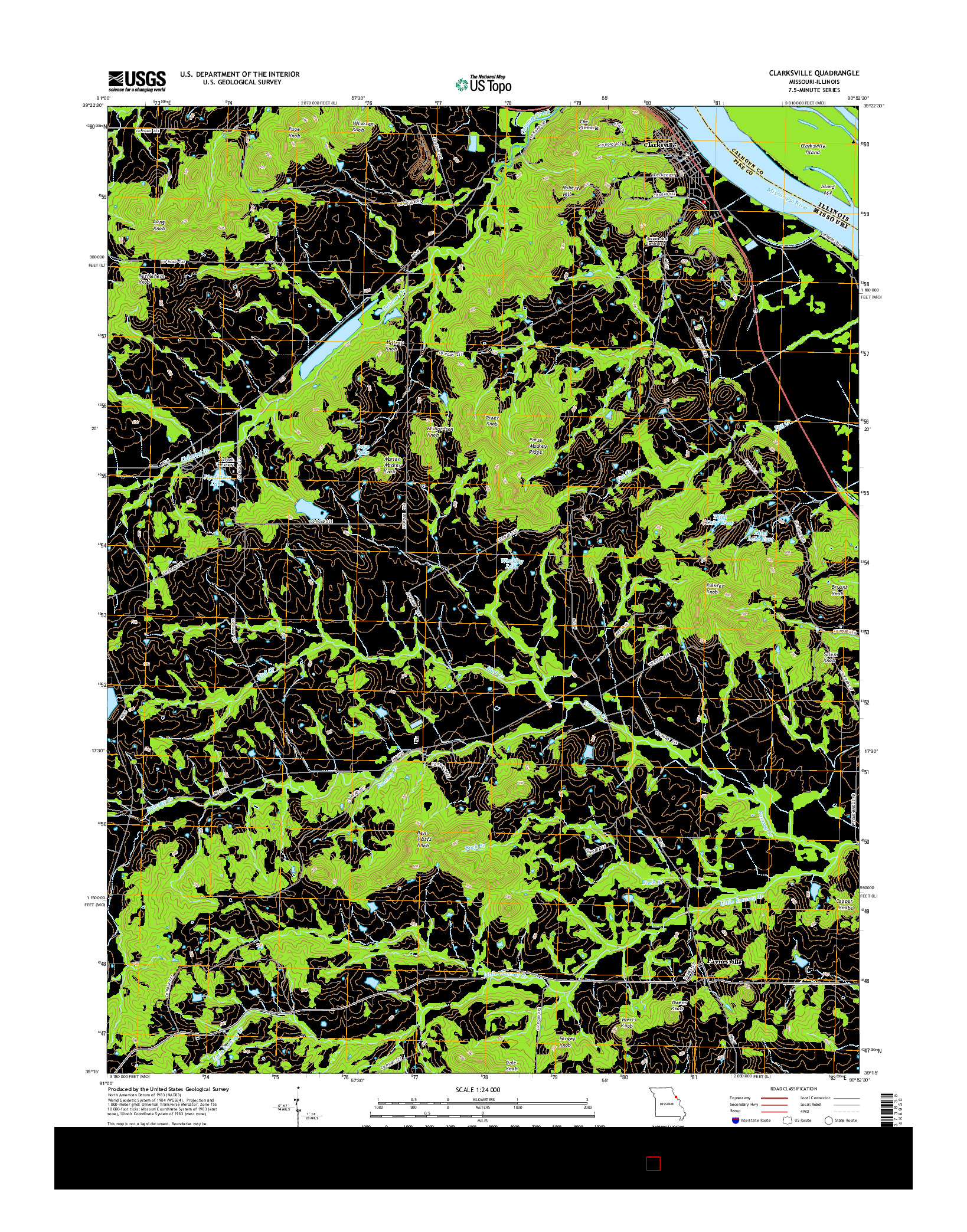 USGS US TOPO 7.5-MINUTE MAP FOR CLARKSVILLE, MO-IL 2014