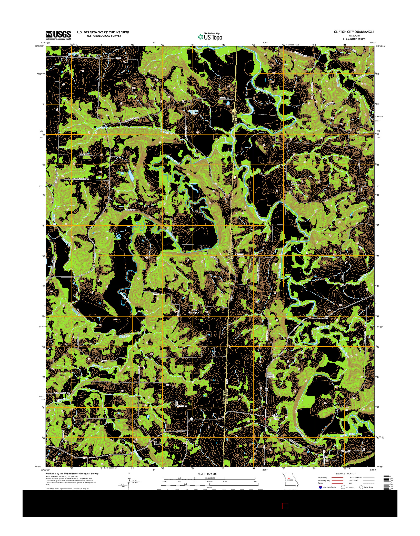 USGS US TOPO 7.5-MINUTE MAP FOR CLIFTON CITY, MO 2014