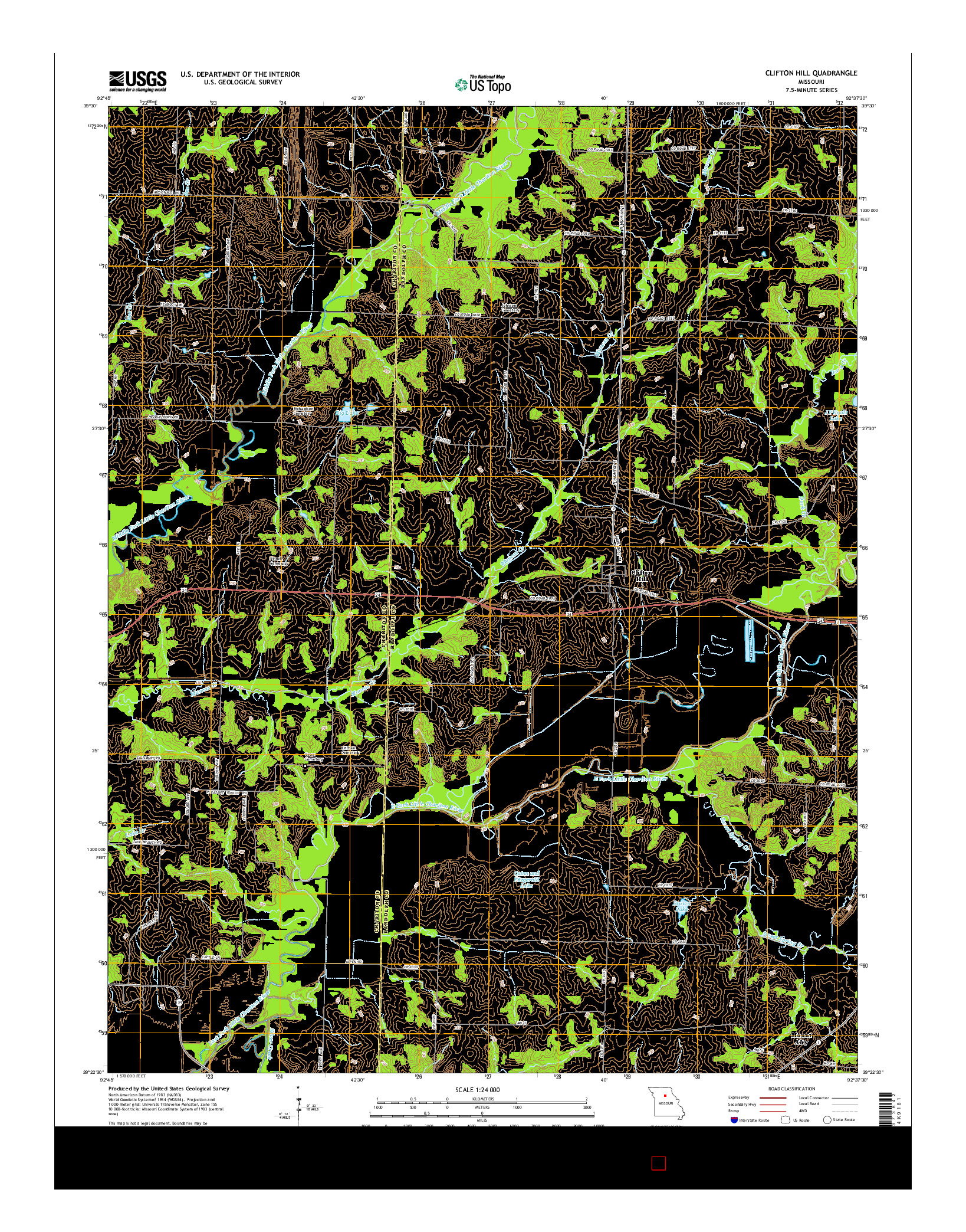 USGS US TOPO 7.5-MINUTE MAP FOR CLIFTON HILL, MO 2014