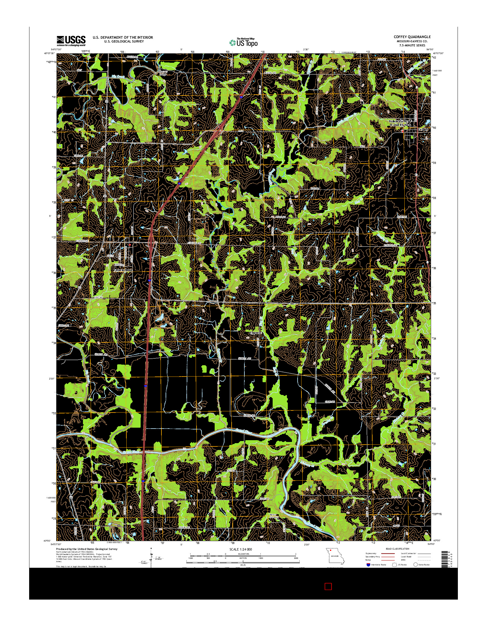 USGS US TOPO 7.5-MINUTE MAP FOR COFFEY, MO 2014