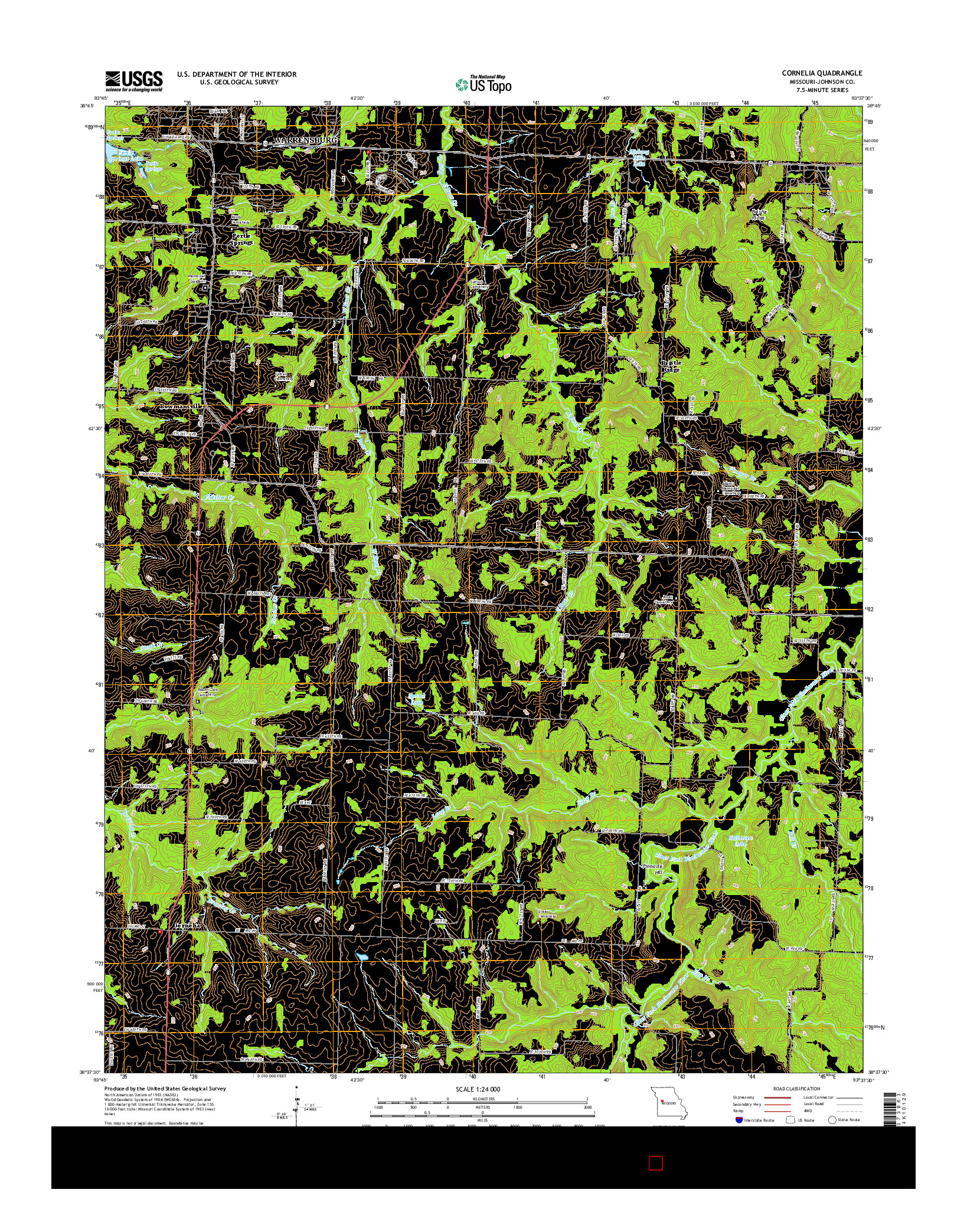 USGS US TOPO 7.5-MINUTE MAP FOR CORNELIA, MO 2014