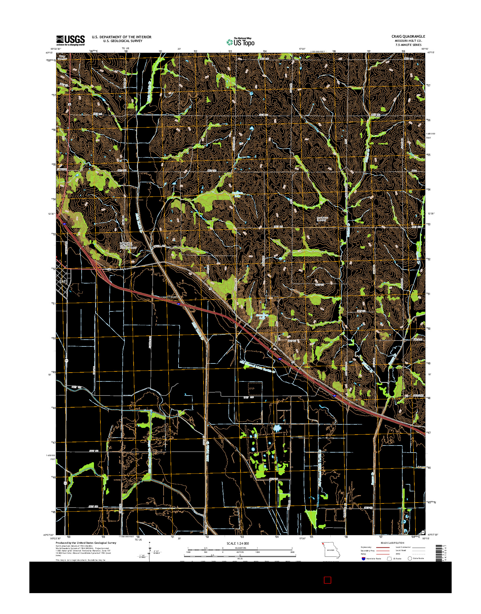 USGS US TOPO 7.5-MINUTE MAP FOR CRAIG, MO 2014