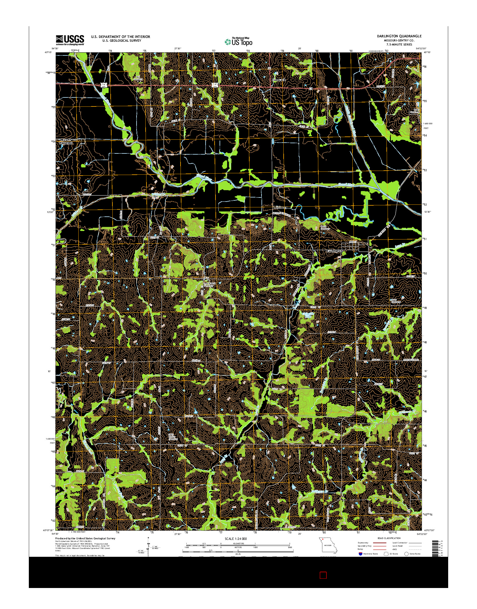 USGS US TOPO 7.5-MINUTE MAP FOR DARLINGTON, MO 2014