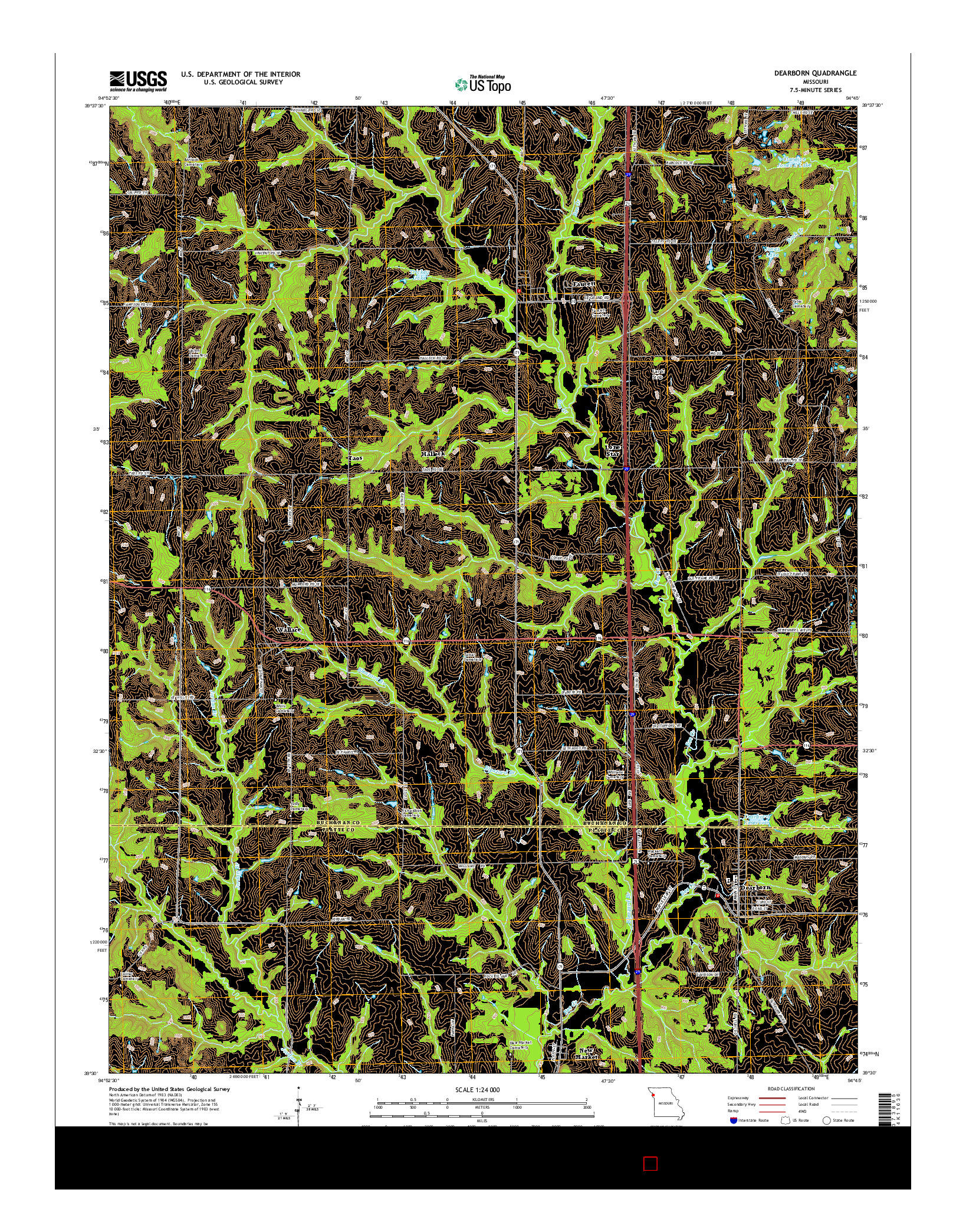 USGS US TOPO 7.5-MINUTE MAP FOR DEARBORN, MO 2014