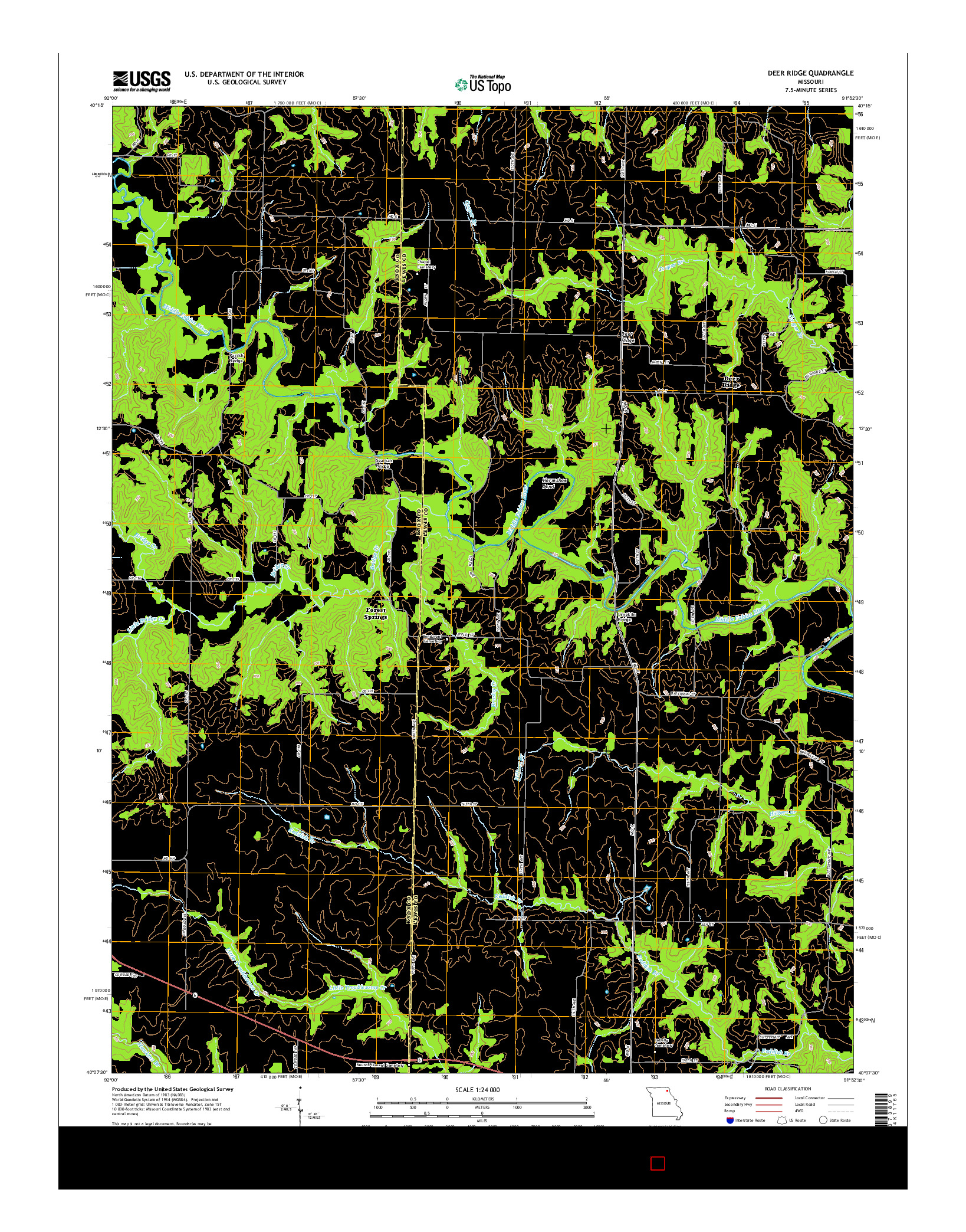USGS US TOPO 7.5-MINUTE MAP FOR DEER RIDGE, MO 2014