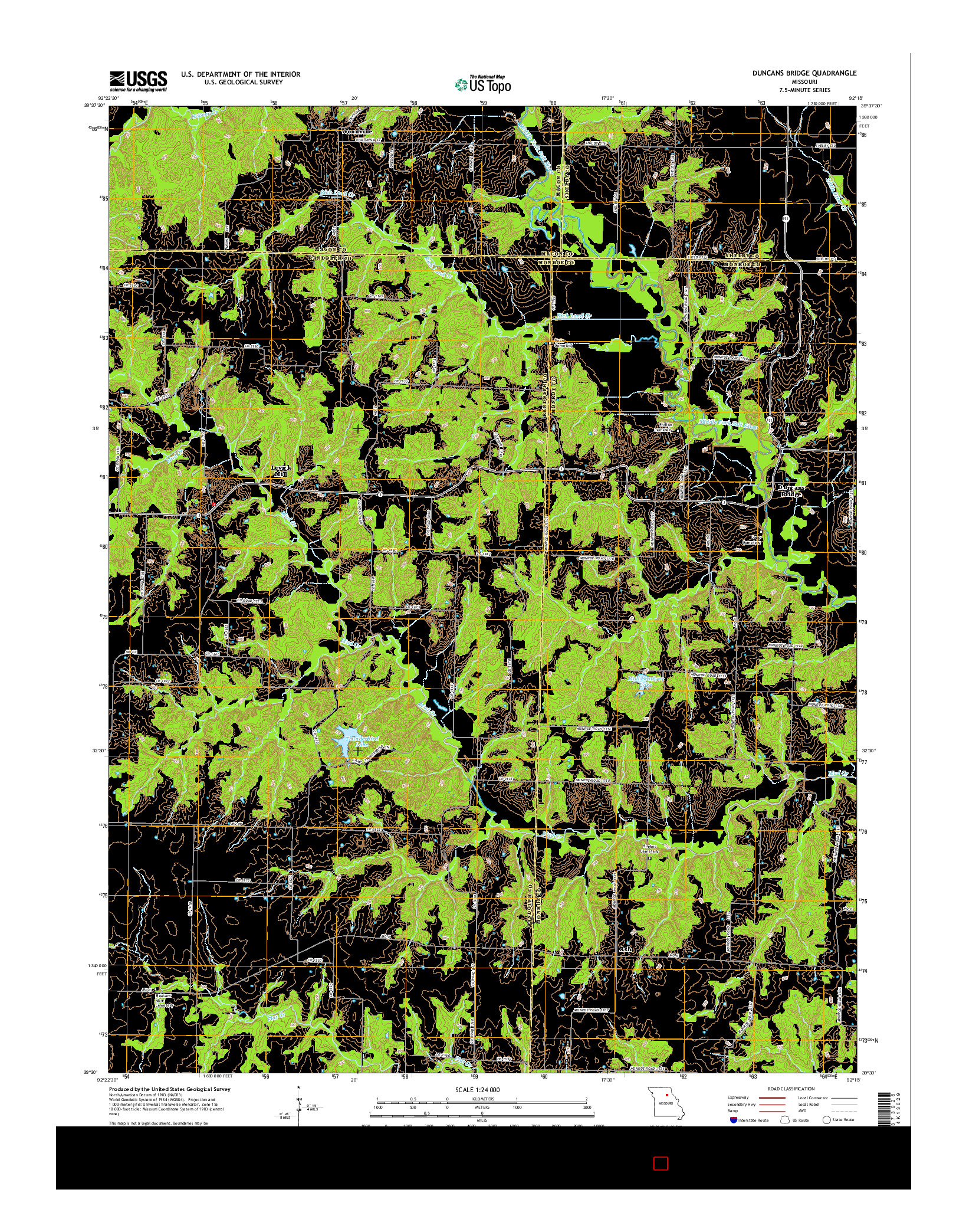 USGS US TOPO 7.5-MINUTE MAP FOR DUNCANS BRIDGE, MO 2014