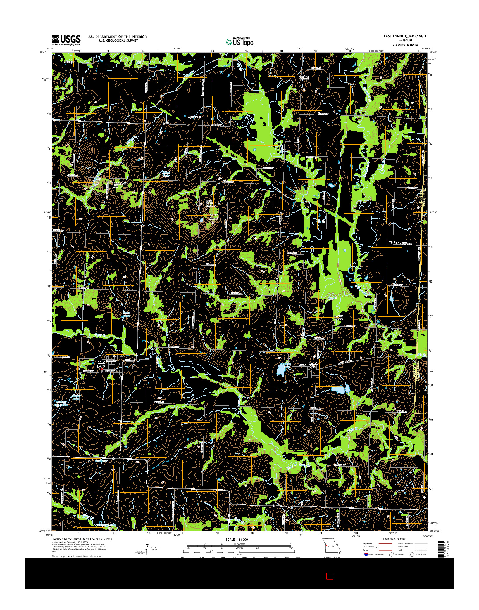USGS US TOPO 7.5-MINUTE MAP FOR EAST LYNNE, MO 2014