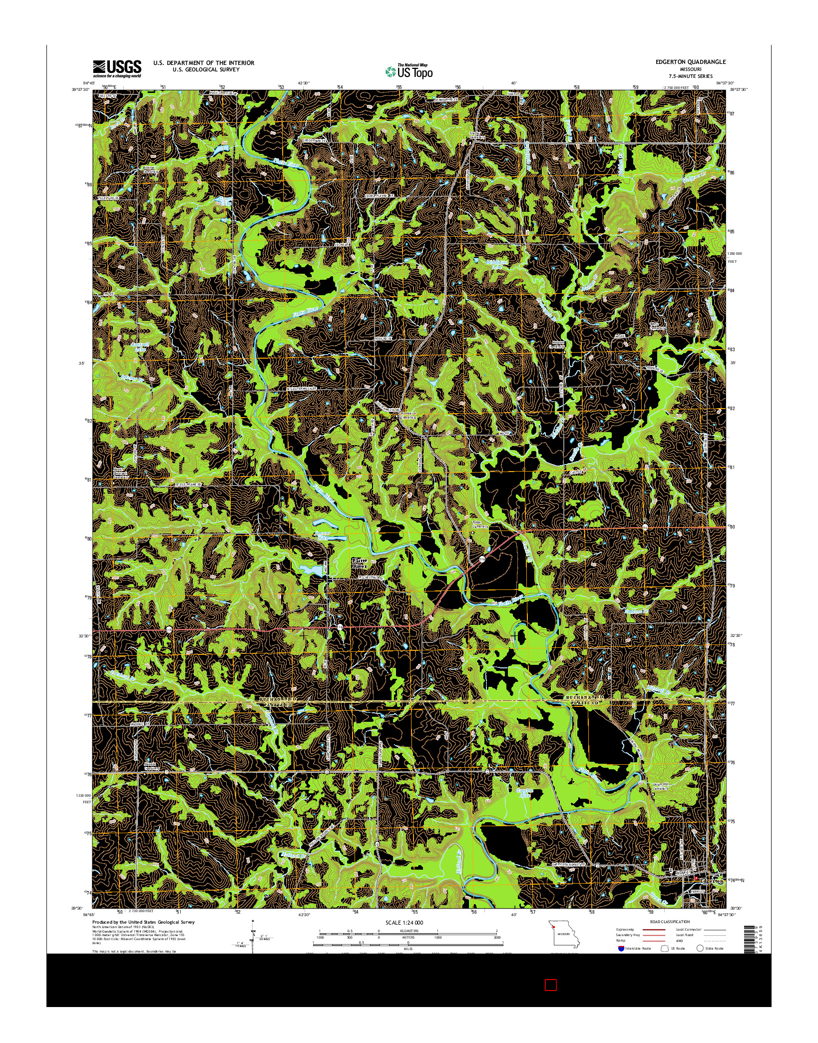 USGS US TOPO 7.5-MINUTE MAP FOR EDGERTON, MO 2014