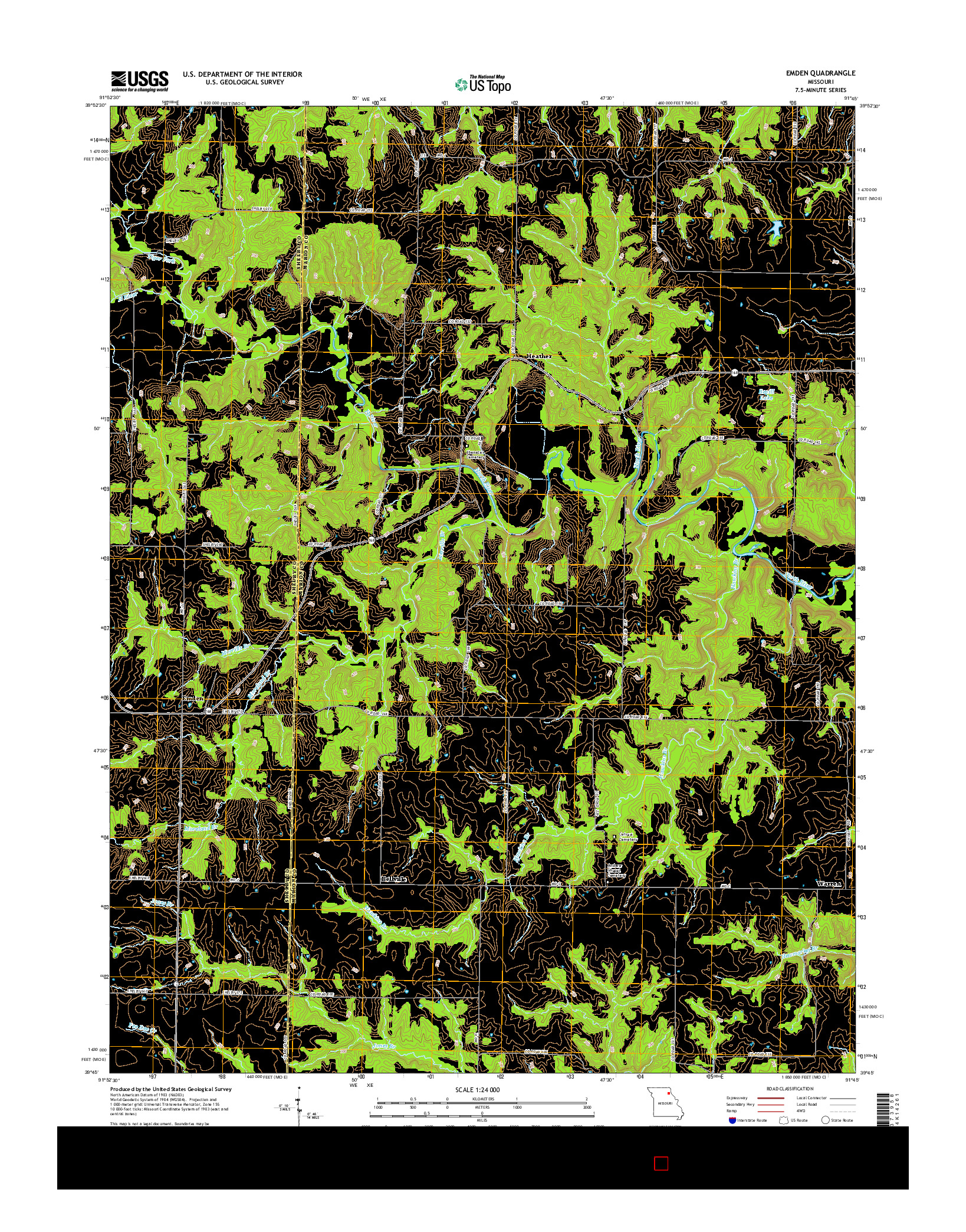 USGS US TOPO 7.5-MINUTE MAP FOR EMDEN, MO 2014