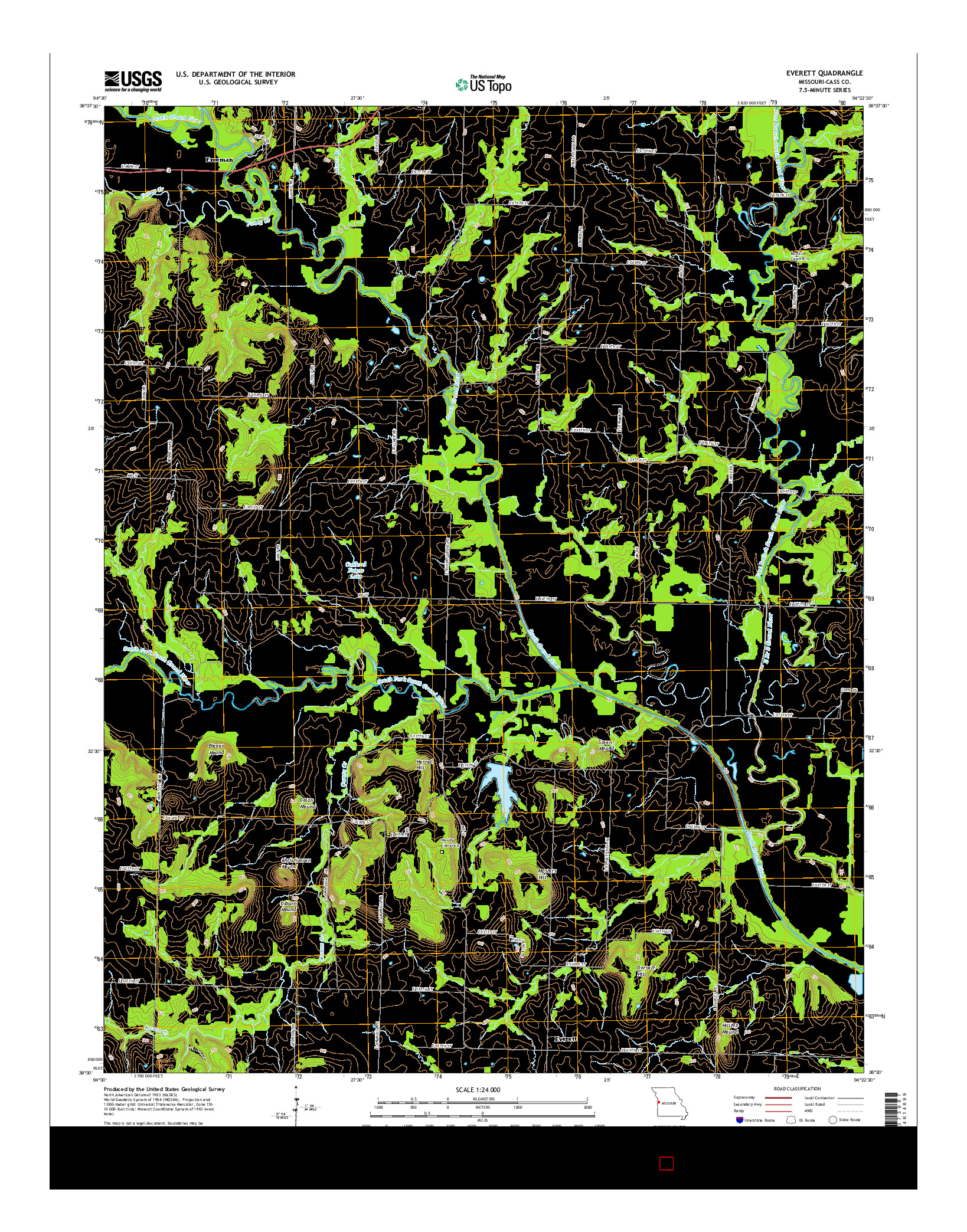 USGS US TOPO 7.5-MINUTE MAP FOR EVERETT, MO 2014