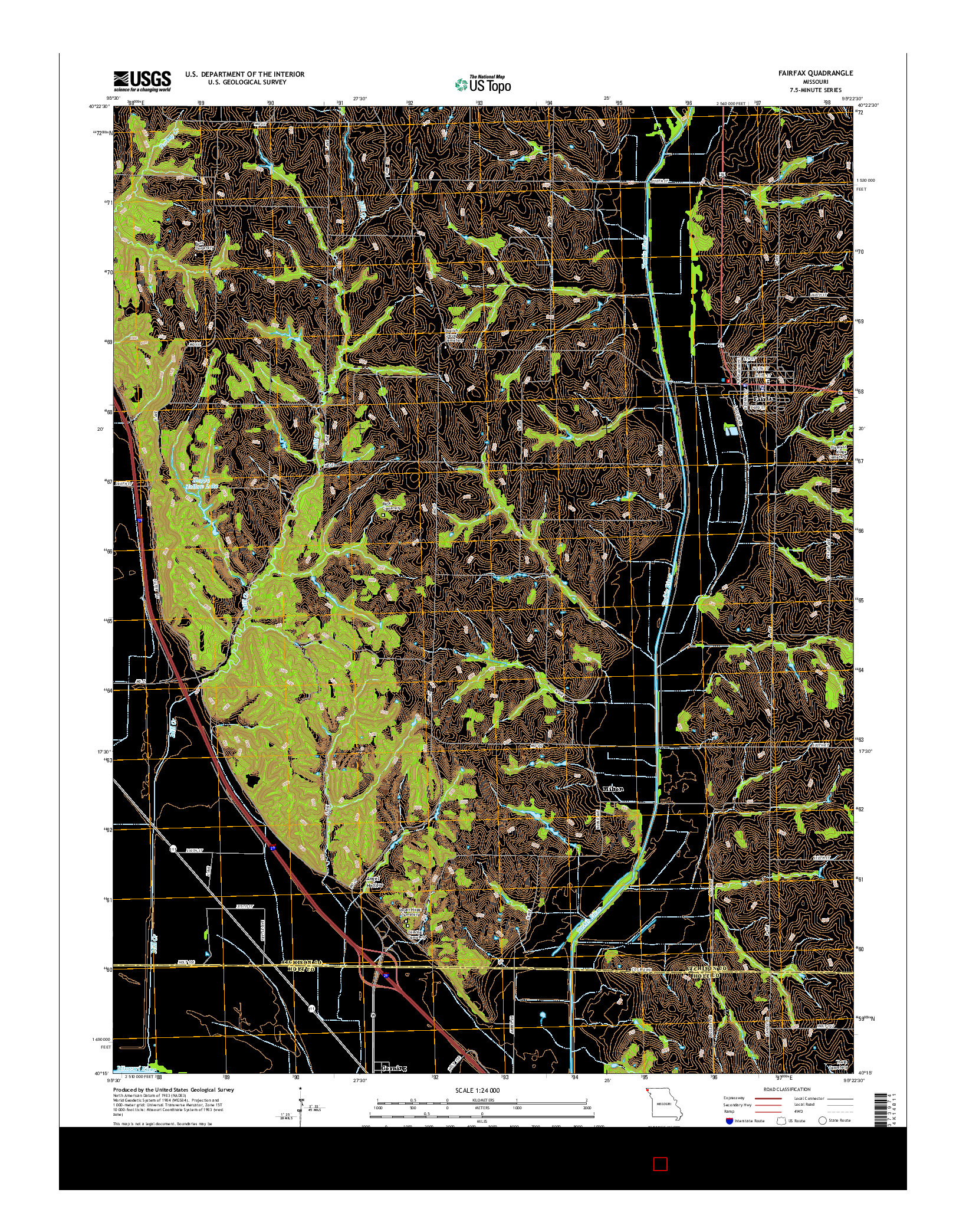 USGS US TOPO 7.5-MINUTE MAP FOR FAIRFAX, MO 2014