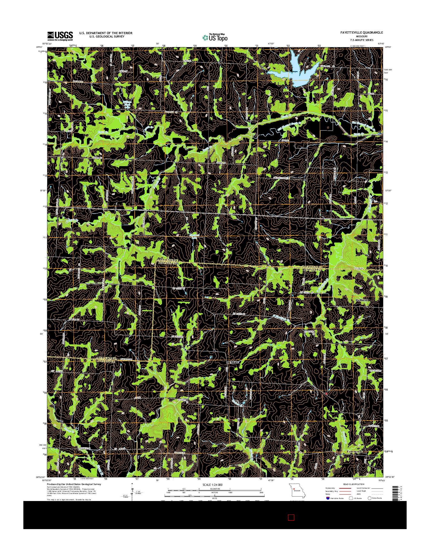 USGS US TOPO 7.5-MINUTE MAP FOR FAYETTEVILLE, MO 2014