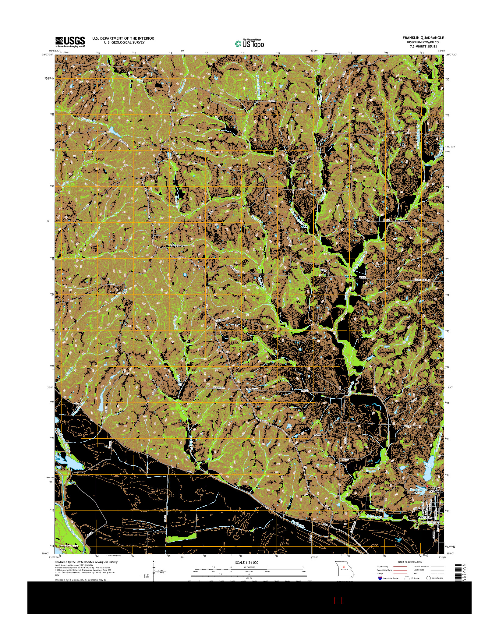 USGS US TOPO 7.5-MINUTE MAP FOR FRANKLIN, MO 2014