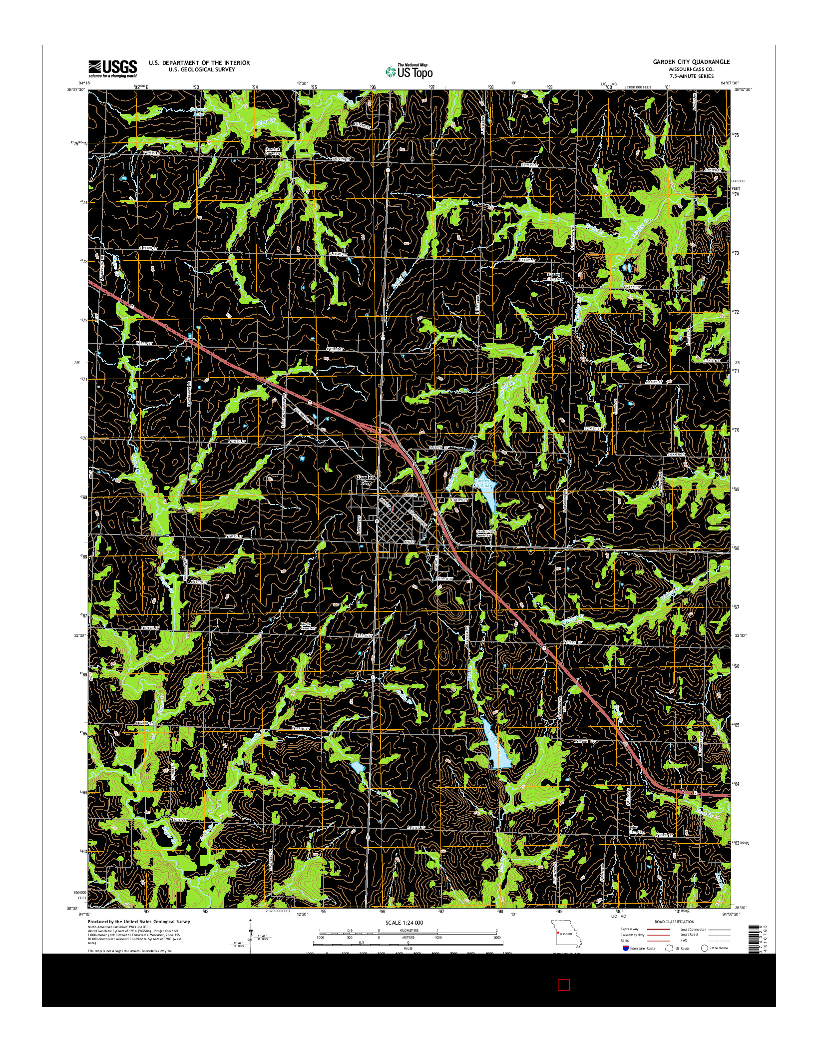 USGS US TOPO 7.5-MINUTE MAP FOR GARDEN CITY, MO 2014