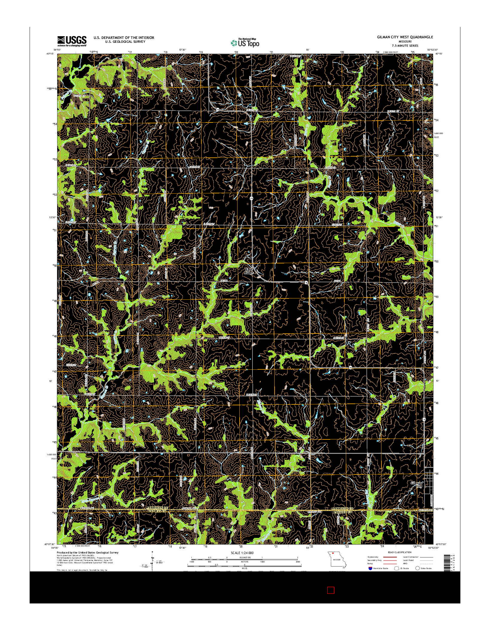 USGS US TOPO 7.5-MINUTE MAP FOR GILMAN CITY WEST, MO 2014