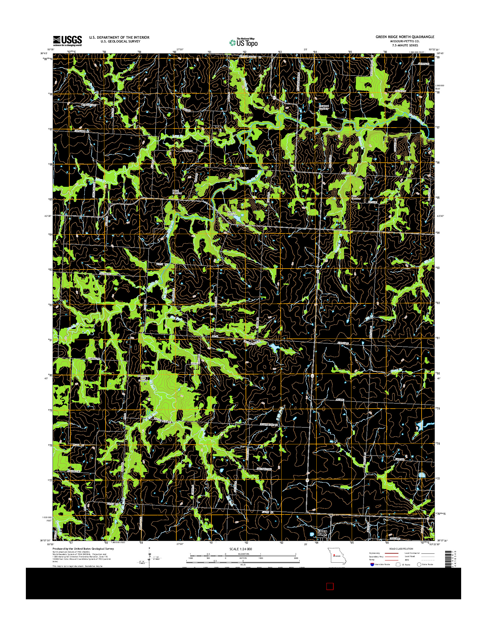 USGS US TOPO 7.5-MINUTE MAP FOR GREEN RIDGE NORTH, MO 2014