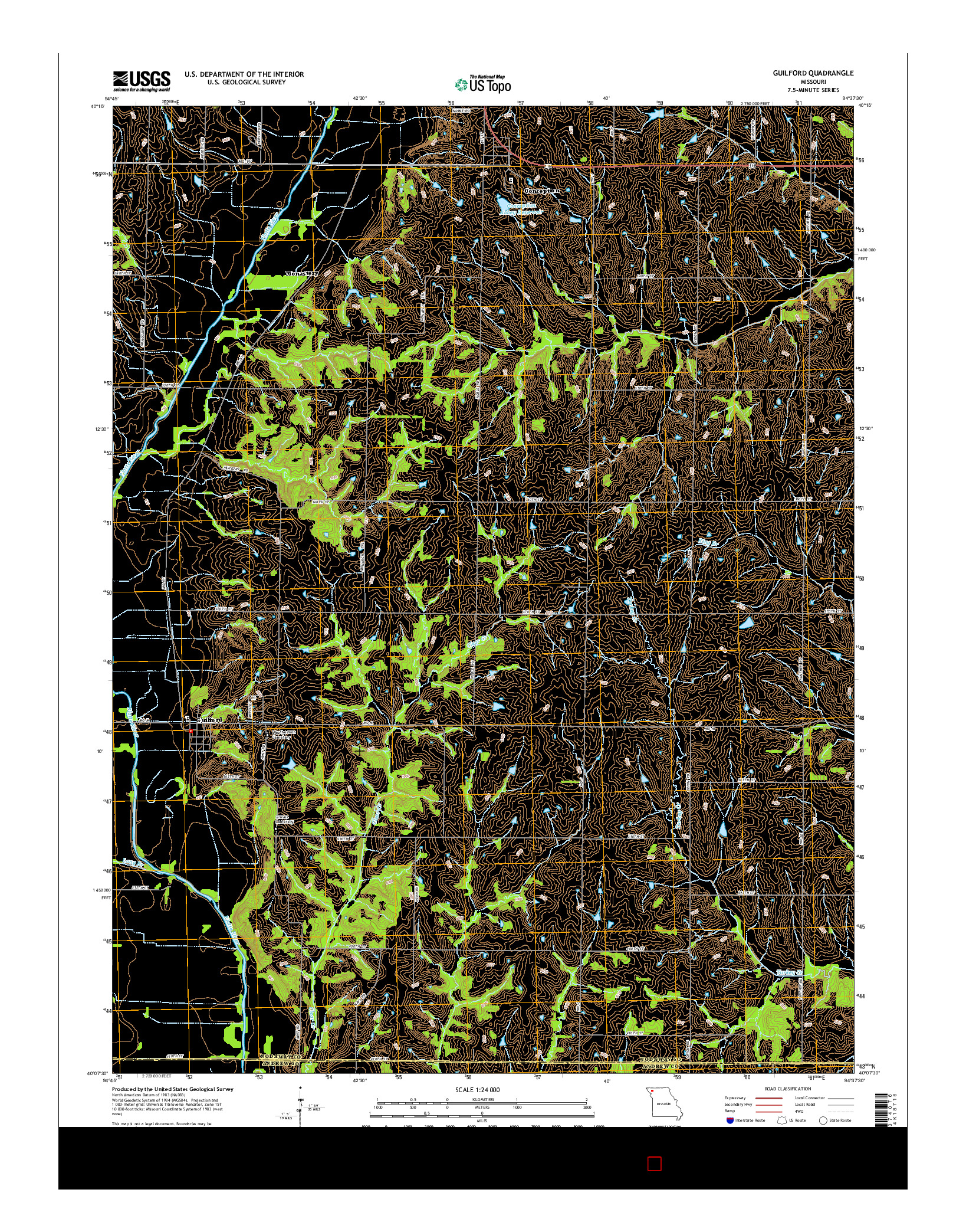 USGS US TOPO 7.5-MINUTE MAP FOR GUILFORD, MO 2014